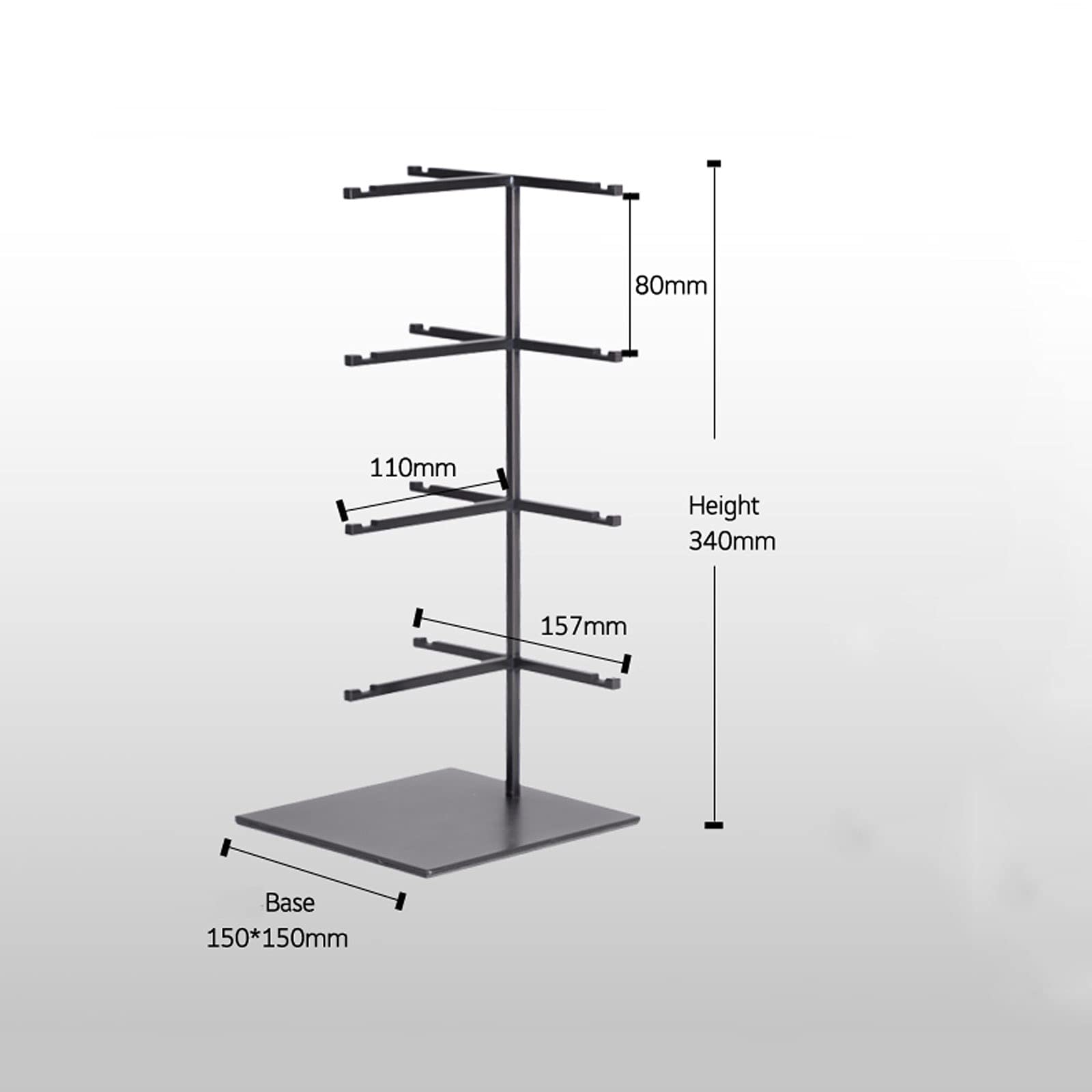 Black Metal 4/5-Tier Eyeglasses Display Stand - Small Tabletop Sunglasses Organizer Rack for Retail Stores, Optical Shops & Home Use - Perfect for Eyewear, Spectacle & Reading Glasses Display
