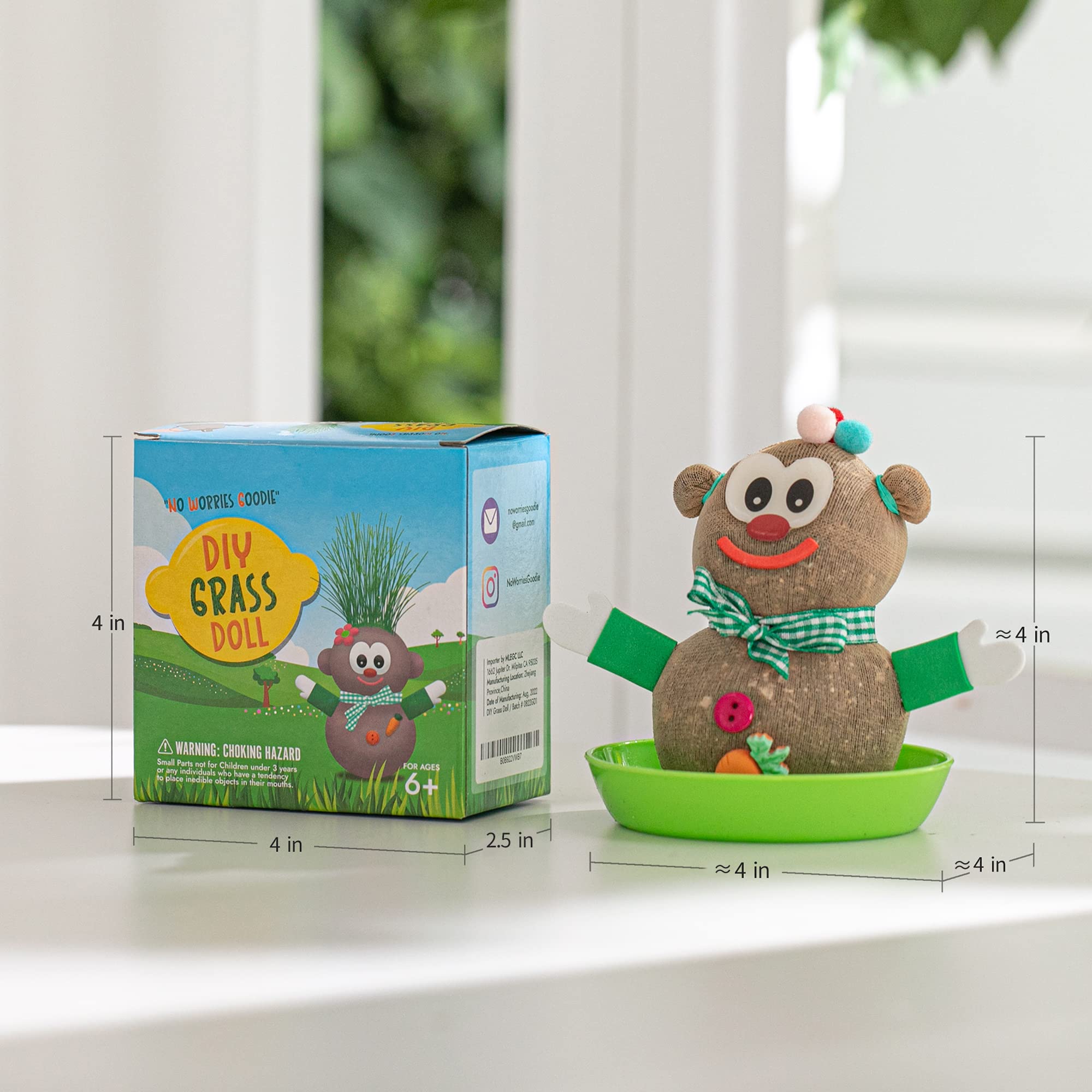 DIY Grass Doll Growing Kit (6 Pack) – Eco-Friendly Birthday Gifts for Kids, Fun Playdate Activity & Party Favors, Creative Arts & Crafts Gift, Family Bonding & Science Learning Resource for School, Stress Relief Toy – Perfect for Classroom Projects, Kids' Parties & Educational STEM Activities
