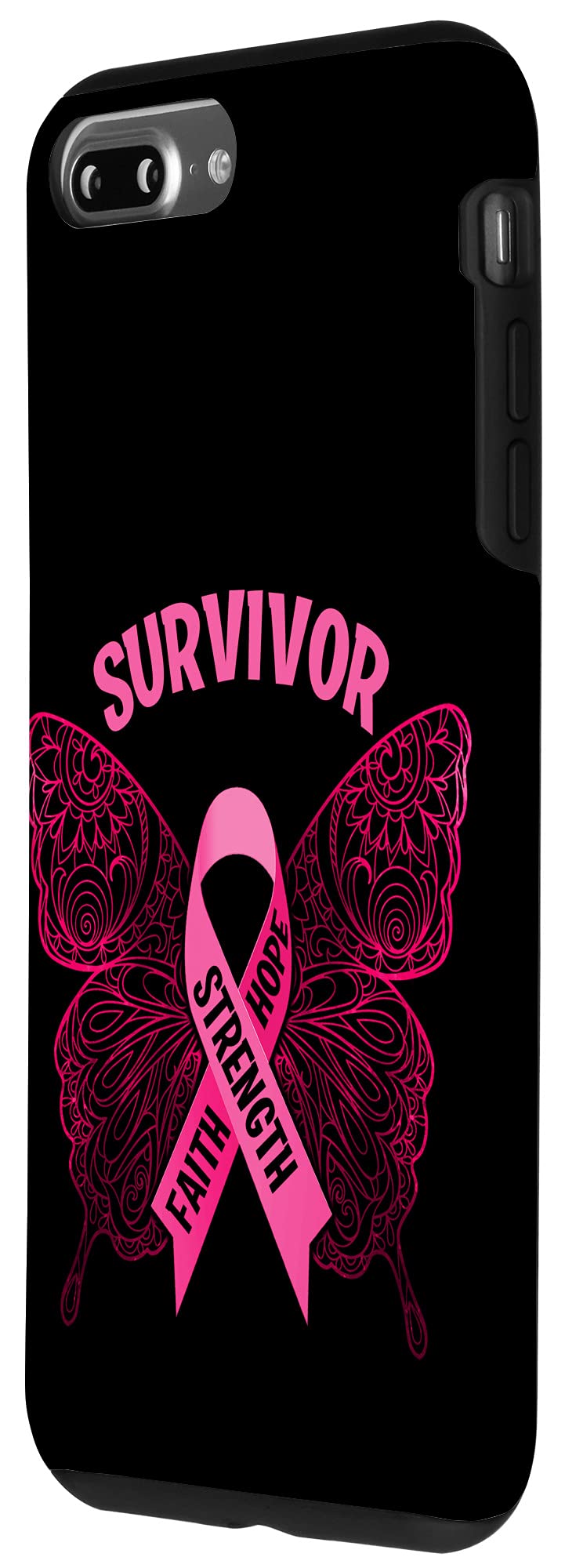 Pink Ribbon Butterfly iPhone 7 Plus/8 Plus Case - Survivor Breast Cancer Awareness Protective Phone Cover - Perfect for Supporters, Survivors & Everyday Use