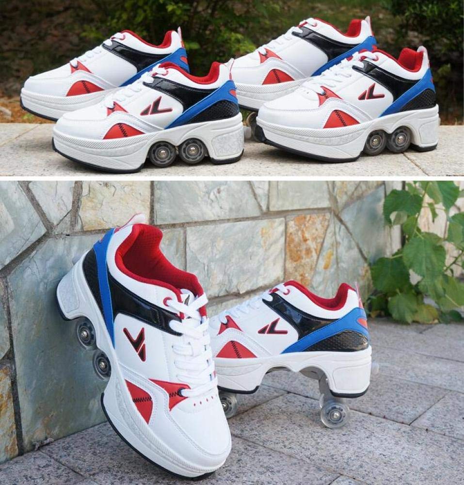 Women's & Girls' Roller Skates with Wheels - Retractable Kick Roller Shoes for Boys & Adults - Parkour Quad & Inline Skates for Kids Outdoor Fun - Perfect for Parks, Rinks & Street Skating