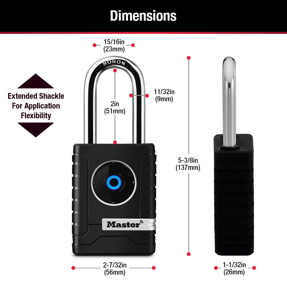 Master Lock 4401LHEC Bluetooth Smart Padlock with Keypad - 2-7/32