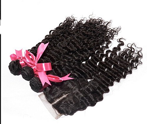8A Peruvian Virgin Remy Human Hair Lace Closure with Bundles - 16