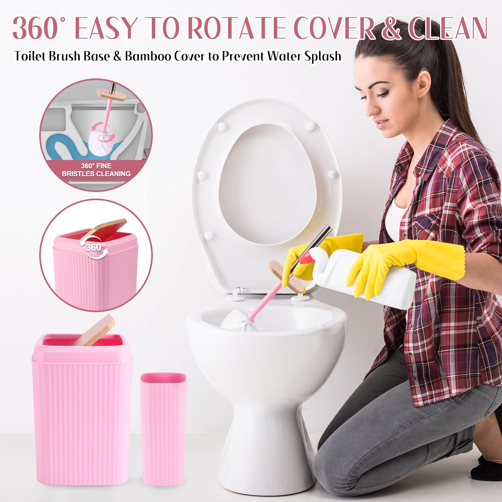17PCS Pink Bathroom Accessories Set with Trash Can, Soap Dispenser, Toothbrush Holder & Tray - Modern Bath & Kitchen Organization for Home, Spa, Hotel Decor