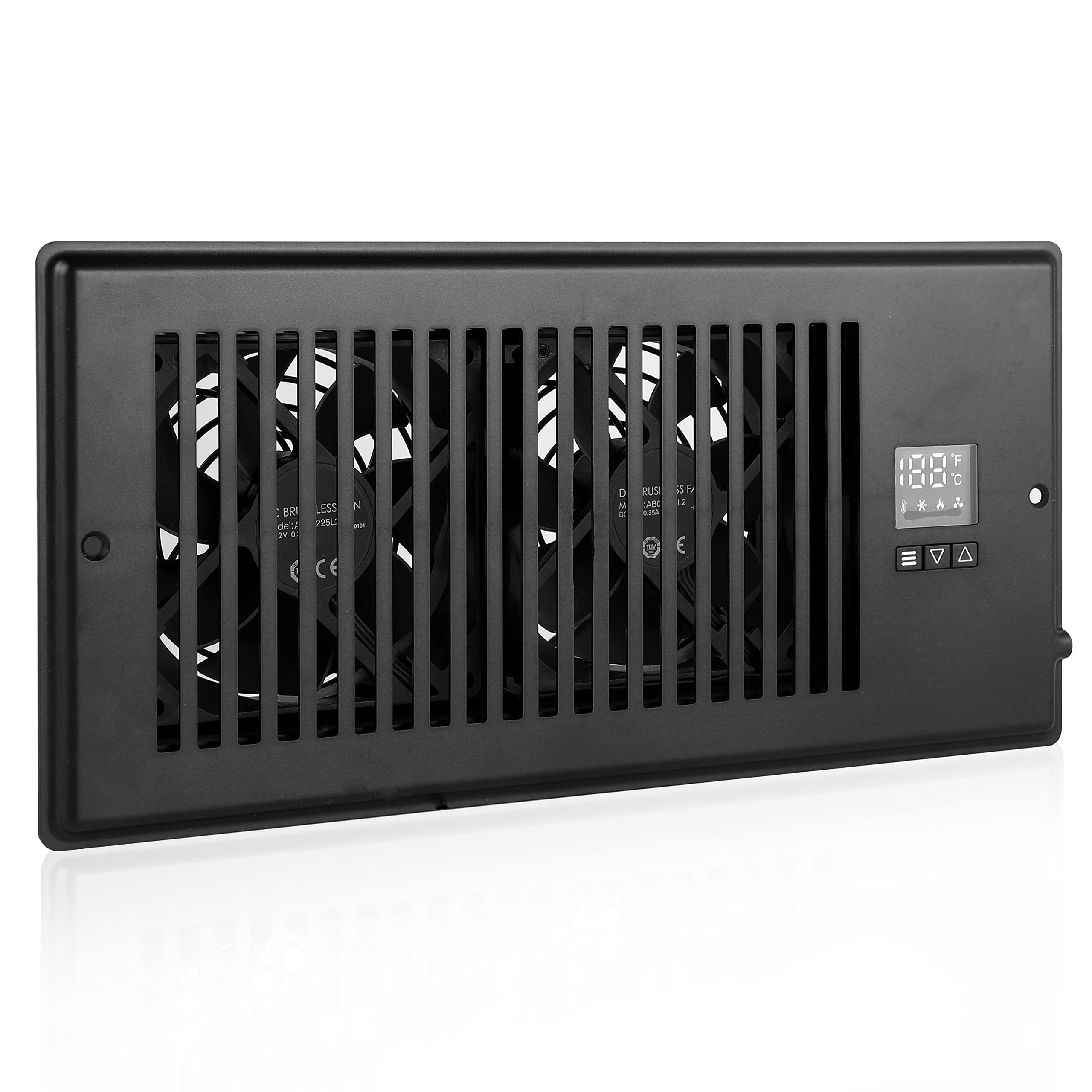 InfiniPower 10 Inch High Velocity Register Booster Fan with Adjustable Thermostat - 10-Speed Settings, Precision Thermal Probe - Powerful Ventilation for Home & Office - Black (Ideal for Basements, Attics, and Room Air Circulation)