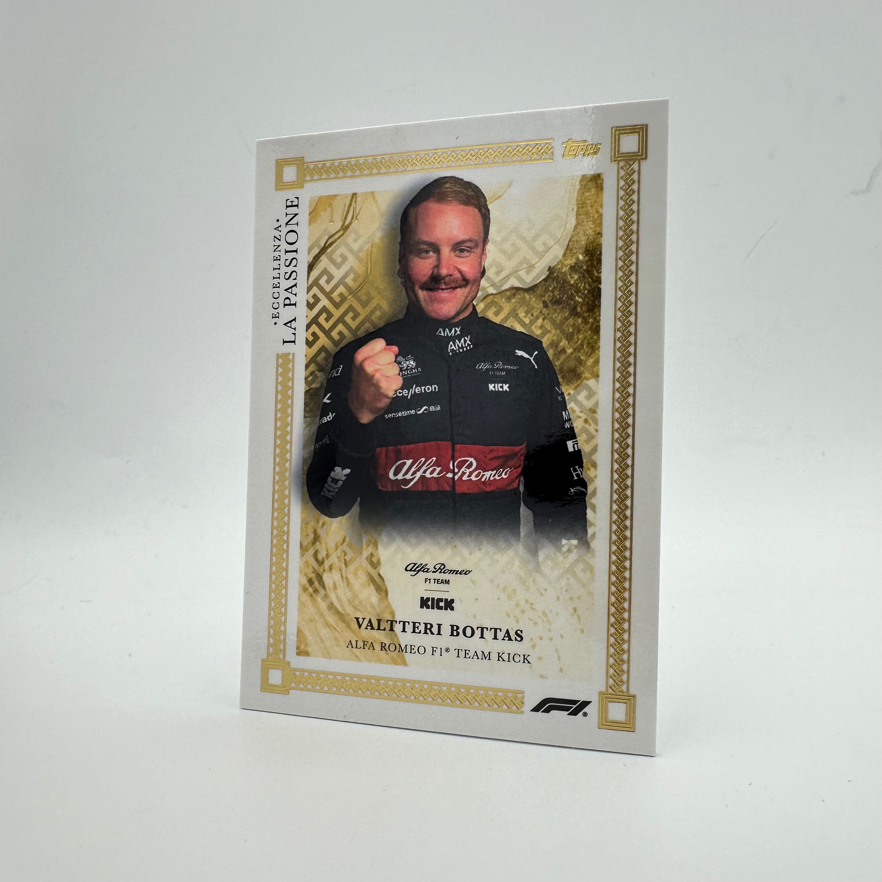 2023 Topps Eccellenza La Passione Gold Valteri Bottas #1/1 Trading Card - Perfect for F1 Collectors, Display Cases & Sports Memorabilia Collections