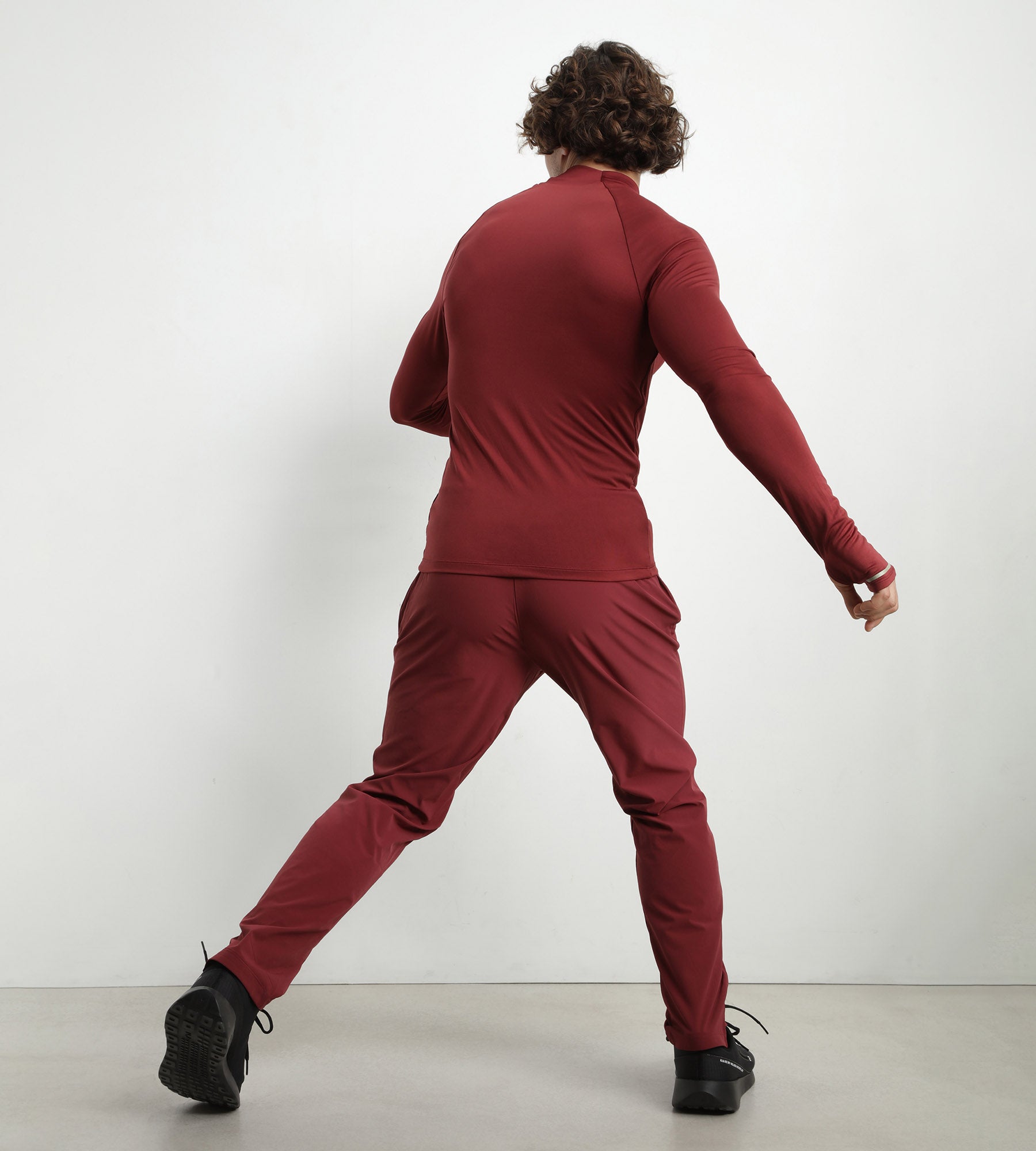 Men's High Neck Sports Top - Breathable Microfiber Bordeaux Activewear for Running, Gym & Workouts | DIM MOVE