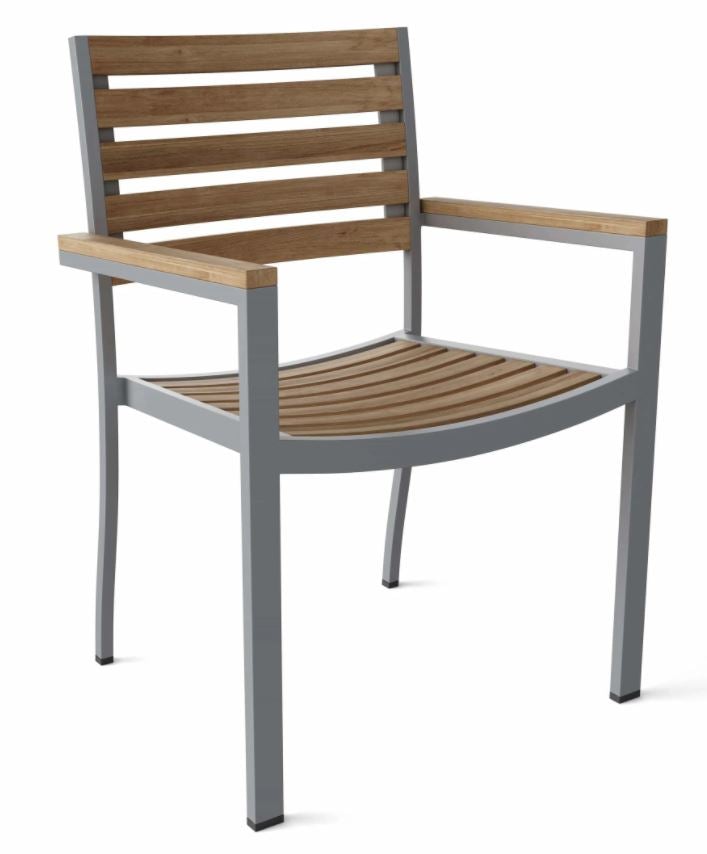 Anderson Teak Seville Stackable Armchair Set of 4 - Outdoor Patio Furniture for Garden, Poolside & Restaurant Seating - Durable Weather-Resistant Teak Wood CHS 2522