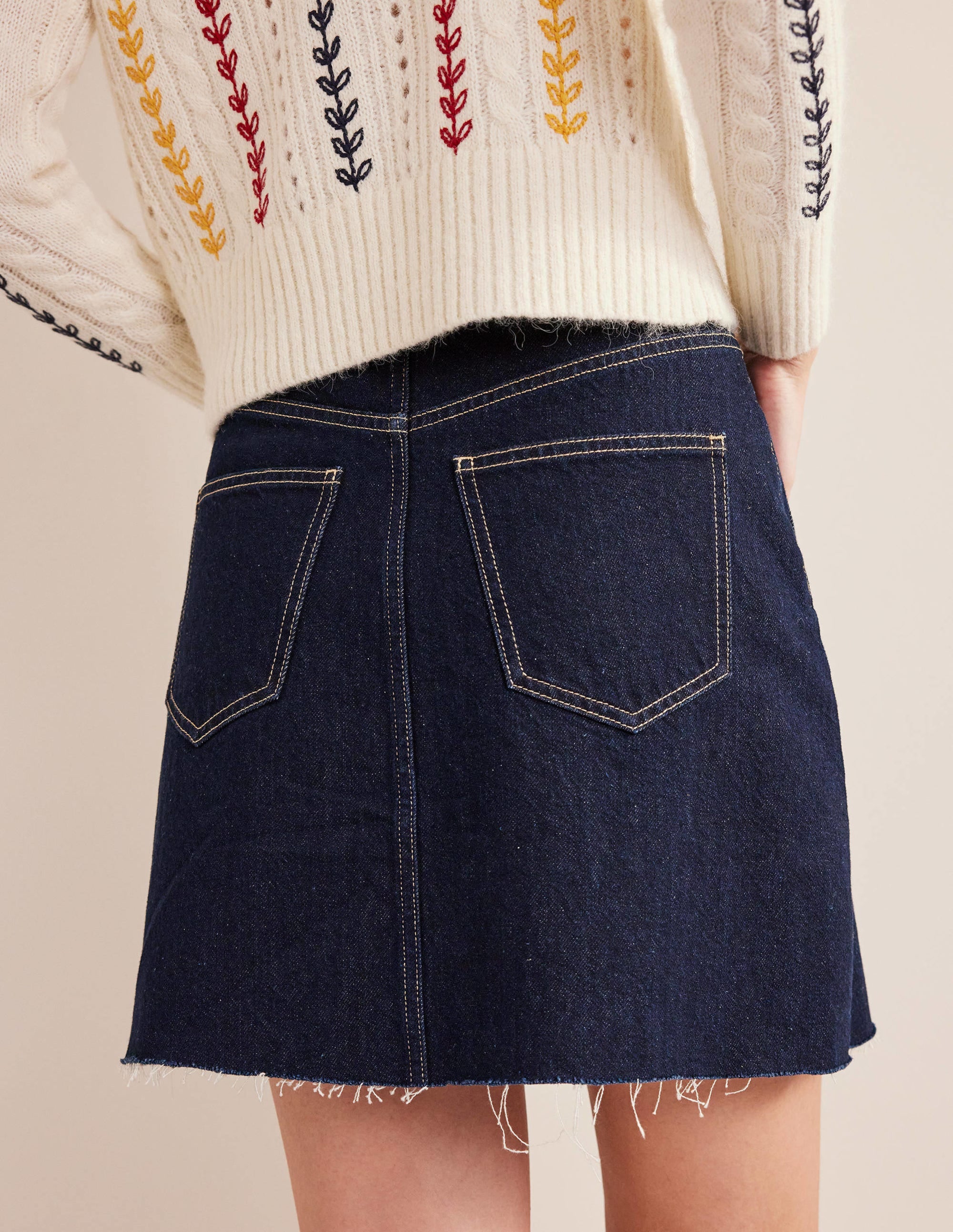 Button Through Denim Mini Skirt in Indigo Blue - Stylish Casual Wear for Women, Perfect for Summer Outings and Date Nights