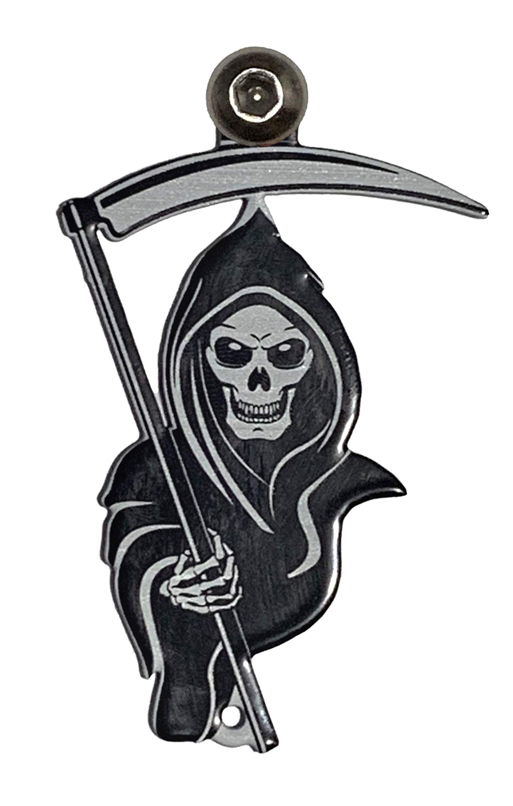 Universal Grim Reaper Bell Hanger with Gun Metal Bell - Fits Harley Davidson & Other Motorcycles | Heavy-Duty Bolt & Ring Included | Made in USA | Perfect for Road Protection & Biker Accessories
