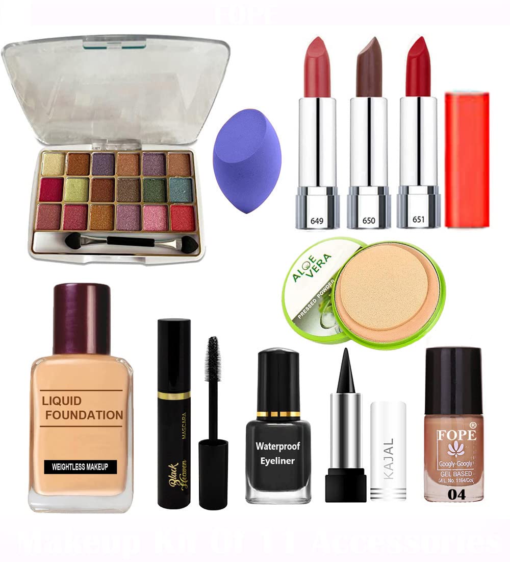 Fope Complete Travel Makeup Kit for Women & Girls - Portable Cosmetic Set with Mirror & Brushes (Model S19K04A2014) | Perfect for Vacation, Business Trips & Everyday Touch-ups