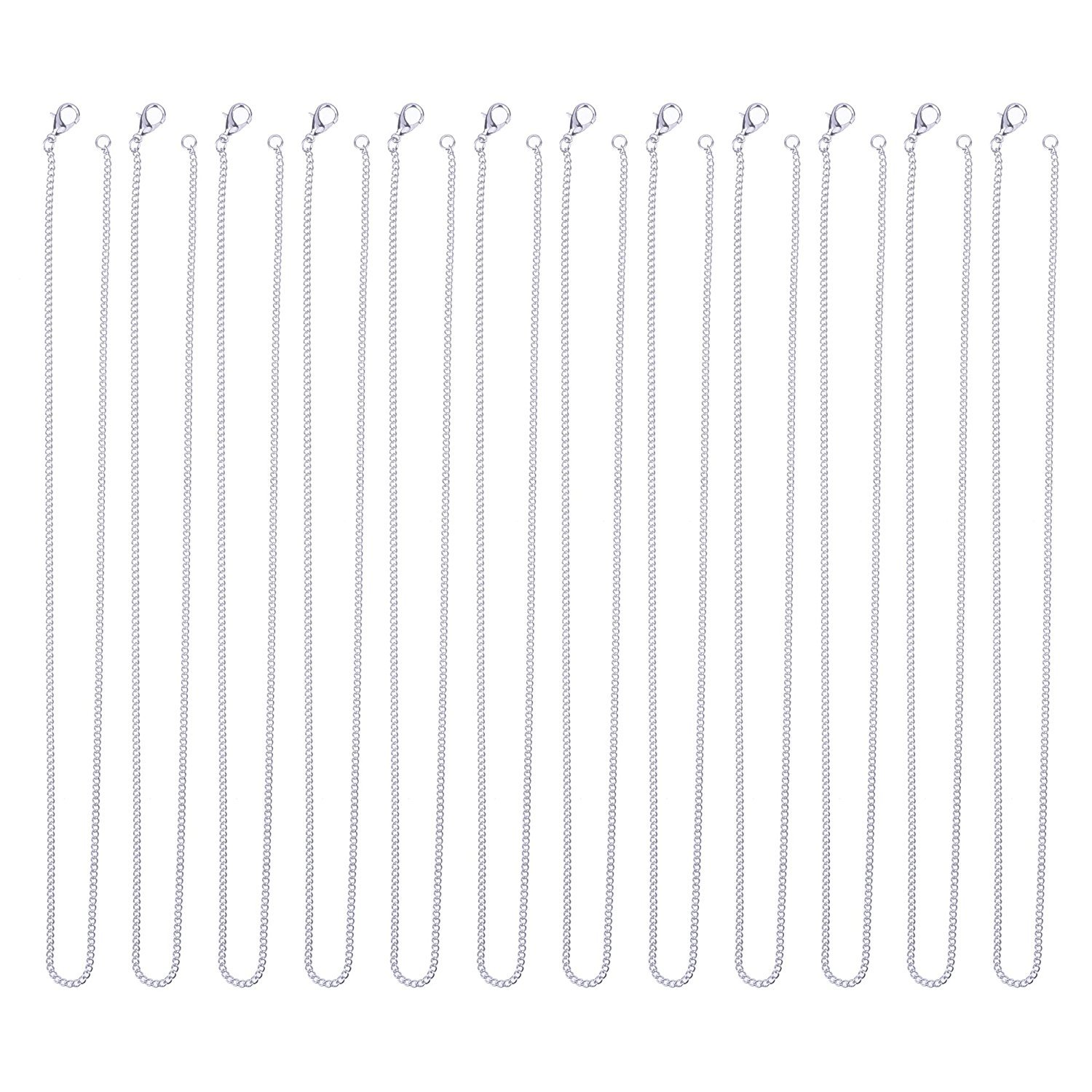 Outus 12 Pack Silver Plated Chain Necklaces for DIY Jewelry Making - 18 Inch