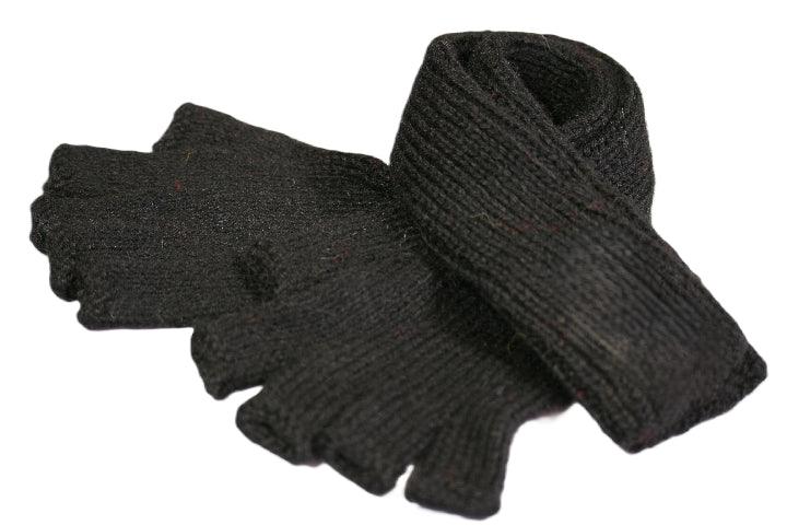 Warm Alpaca Wool Fingerless Gloves Hand Knitted for Women & Men - Black | Winter Fashion, Outdoor Activities, Typing & Driving
