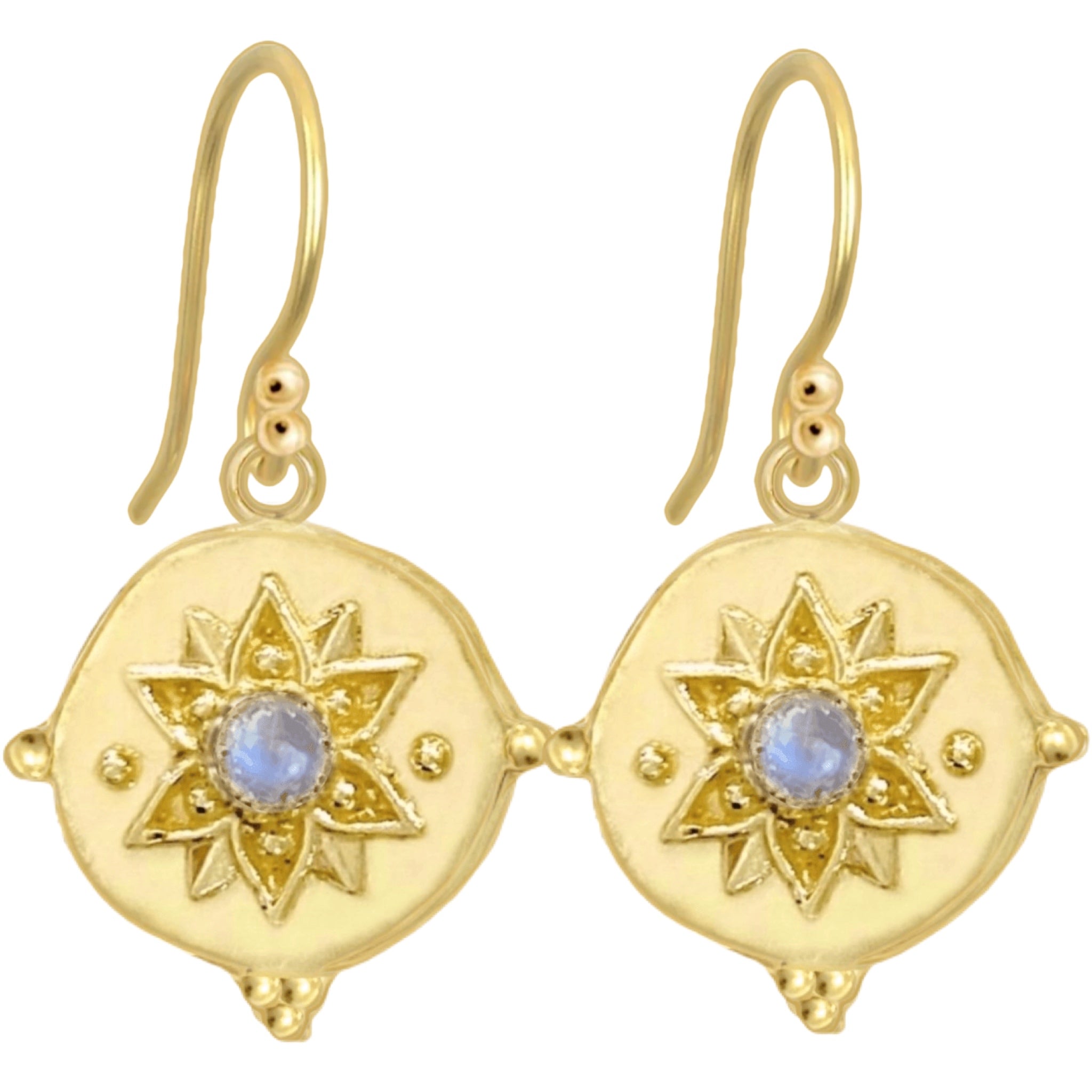 Laihas Large Vera May Gold Moonstone Earrings for Women – Elegant Boho Dangle Earrings for Party, Wedding & Everyday Wear