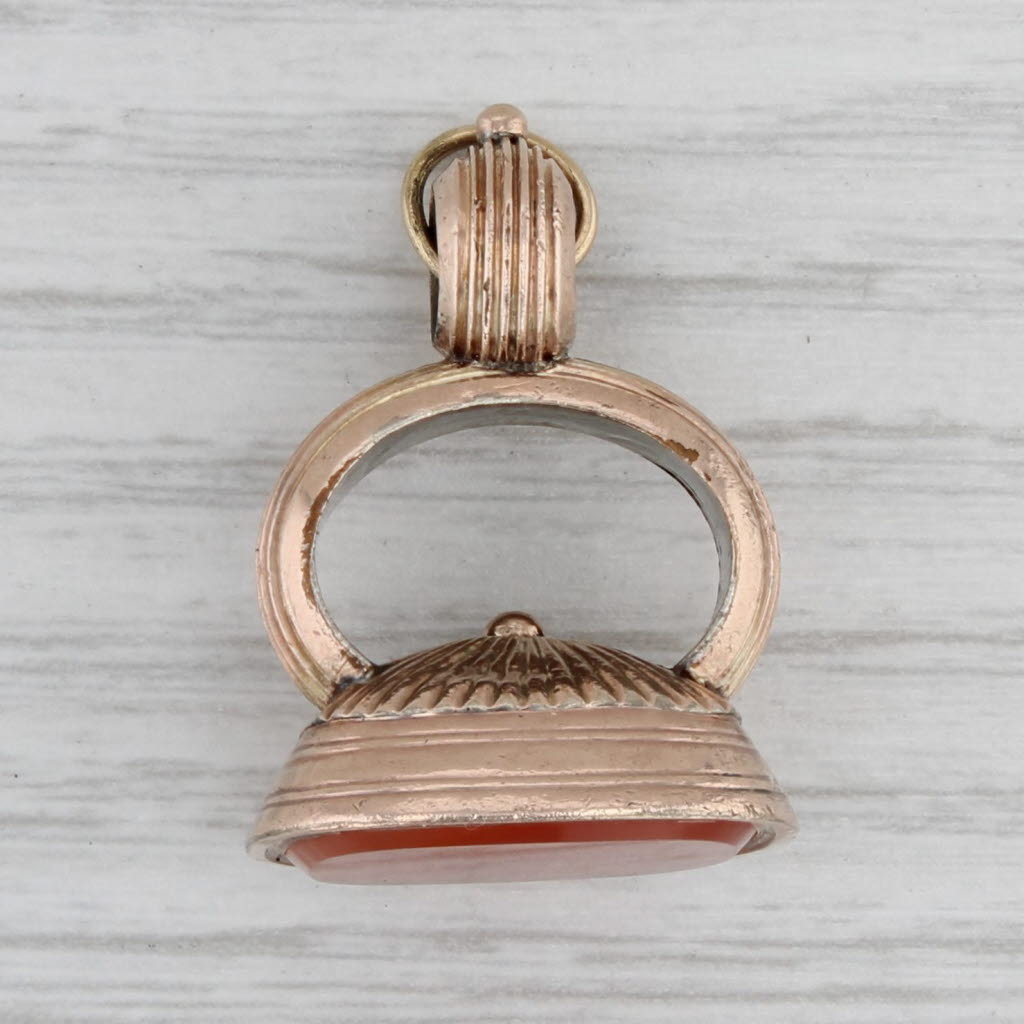 Antique Orange Carnelian Fob Pendant - 14K Gold Filled Vintage Charm for Necklace or Watch Chain - Perfect for Victorian Style Jewelry & Gift Giving