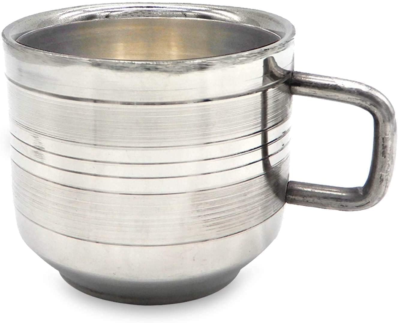 Premium Stainless Steel Espresso Cups - Double Wall Insulated 3.5 oz Demitasse Cups with Handle - Set of 6 - Keeps Coffee Hot Longer - Perfect for Home, Office & Coffee Shops