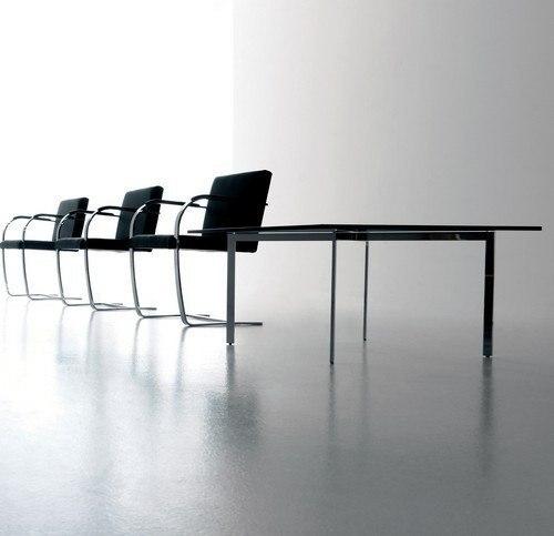 Mies van der Rohe Tugendhat Modern Coffee Table - Mid-Century Design Glass Top Living Room Furniture for Home & Office Decor