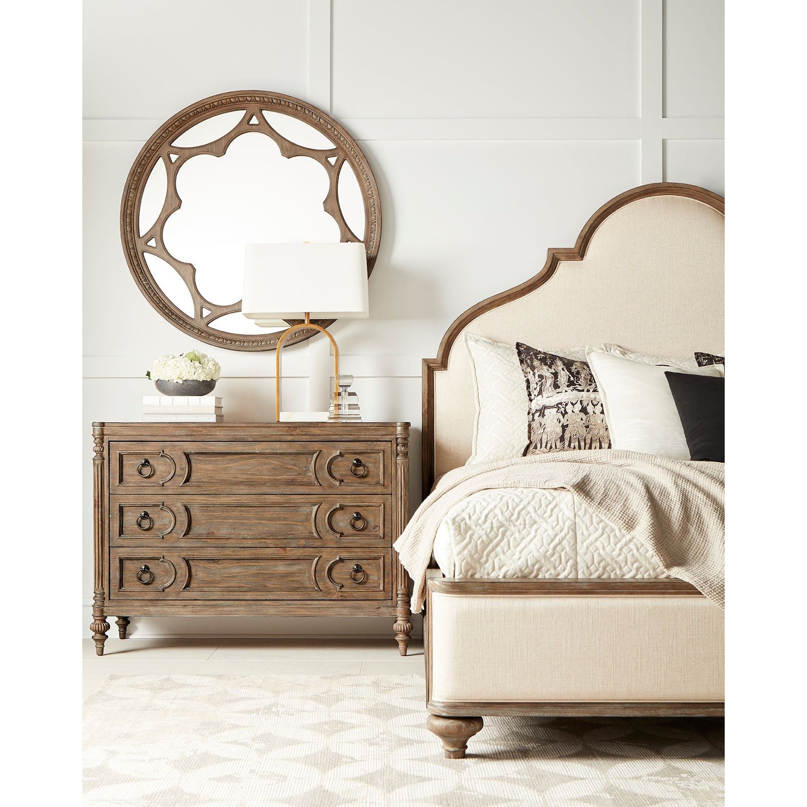 Architrave King Upholstered Panel Bed in Rich Brown - Luxurious Bedroom Furniture for Master Suite Decor