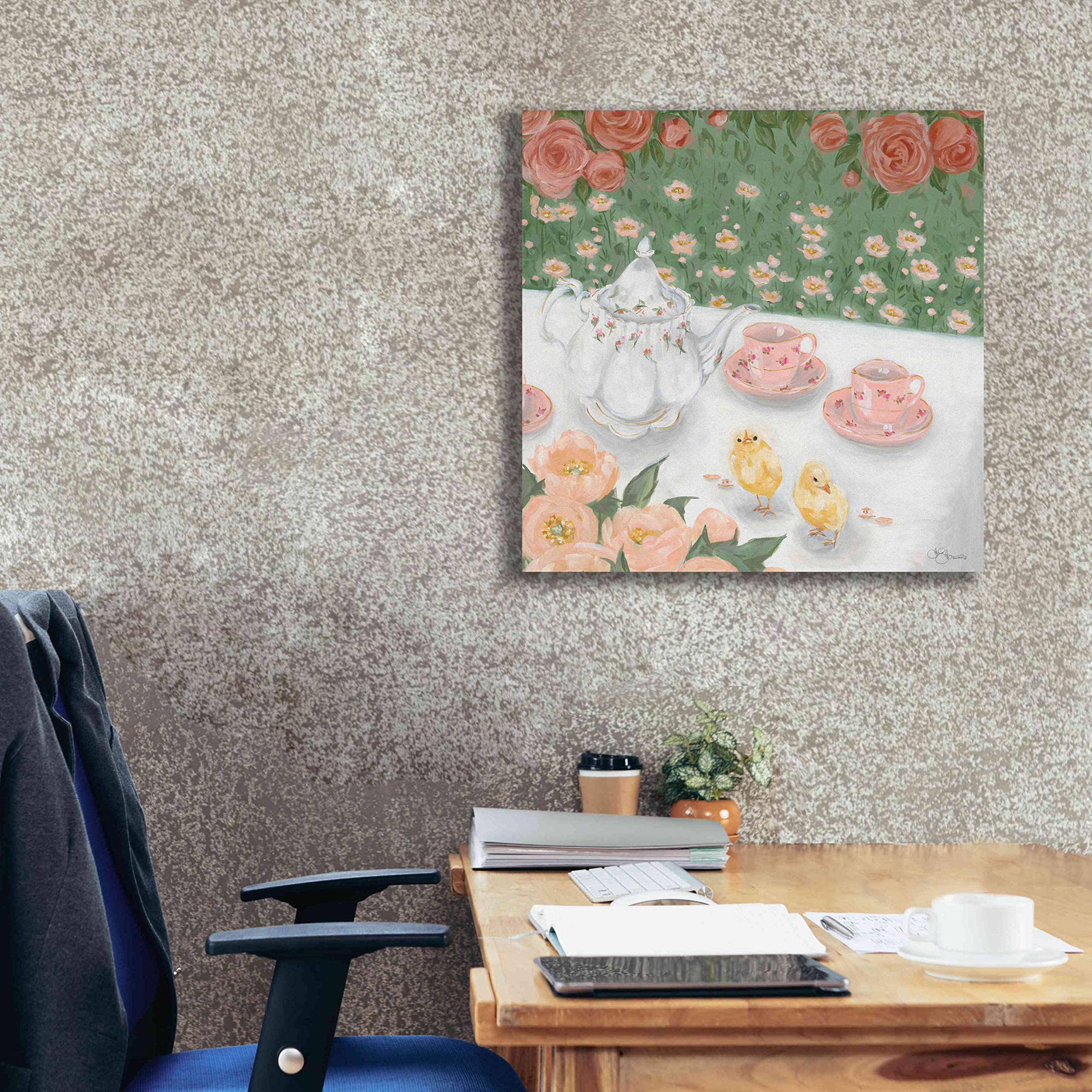 Hollihocks Art 'Tea Party' Giclee Canvas Wall Art - 26x26 Inches - Elegant Home Decor for Living Room, Bedroom & Office