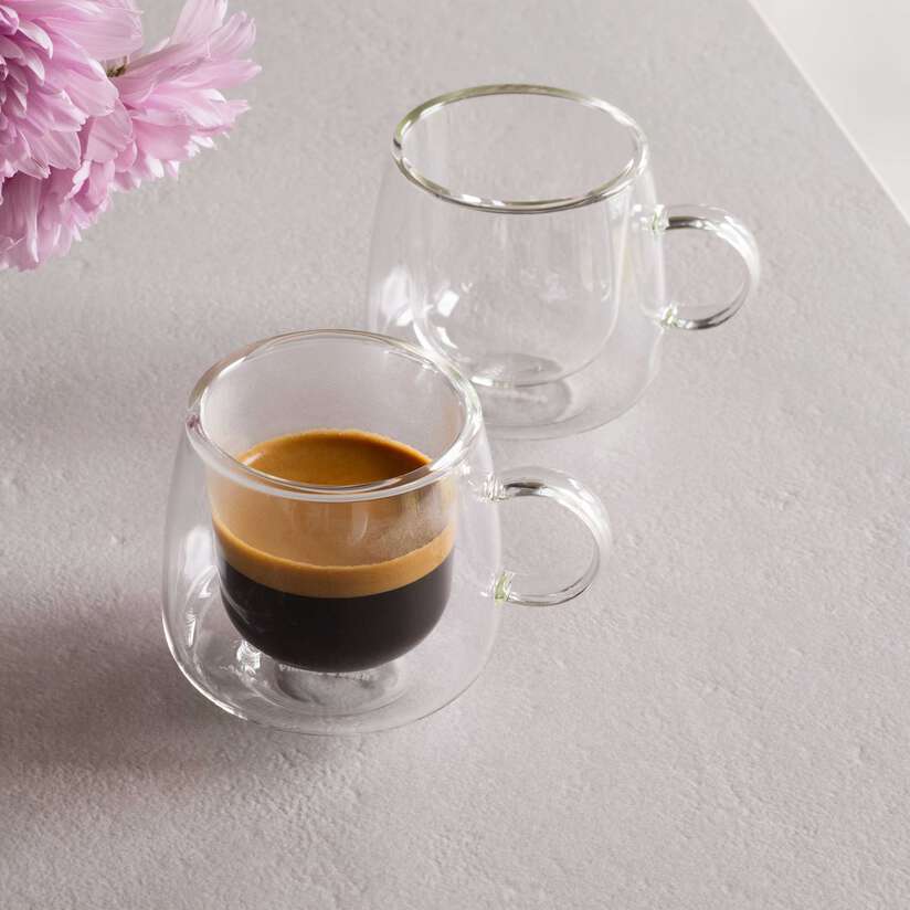 Artesano Glass Espresso Cups - Set of 4, Durable & Heat-Resistant Coffee Cups for Espresso, Cappuccino & Latte - Perfect for Home, Office & Cafe Use