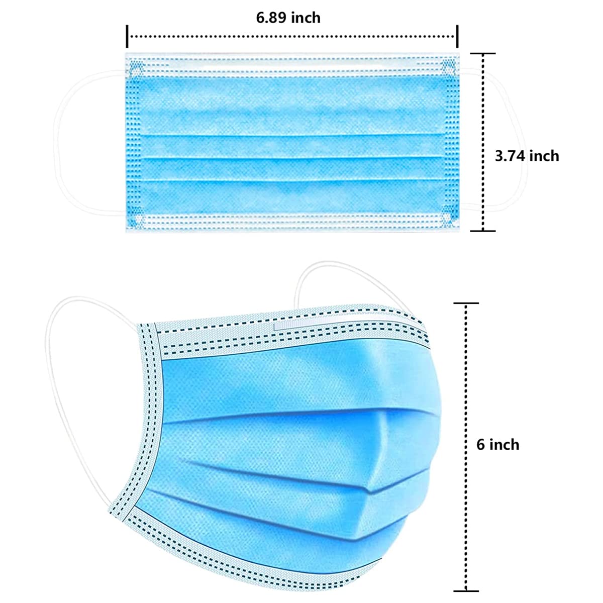 Premium Carent 3-Ply Disposable Face Masks with Nose Pin & Soft Ear Loops - Breathable, Anti-Pollution Surgical Masks for Men & Women - Meltblown Fabric Protection (100-Pack) - Ideal for Daily Commute, Office, Travel & Public Safety