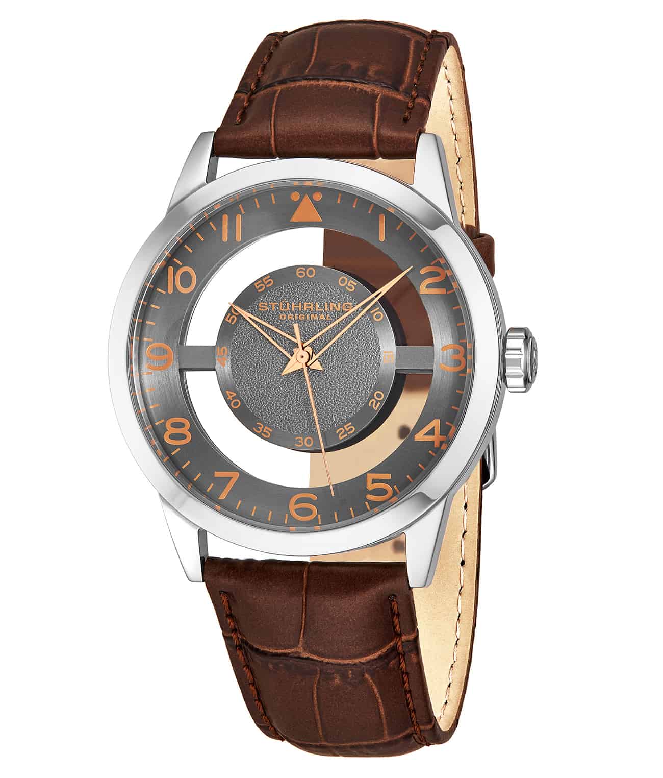 Grey Dial / Silver Case / Brown Leather Strap Tang Buckle