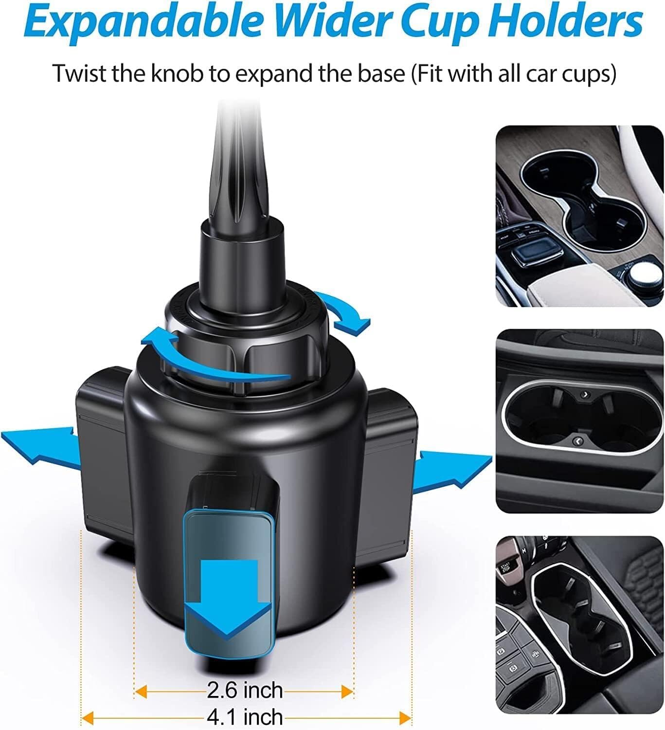 Adjustable Car Cup Holder Phone Mount for iPhone & Smartphones 4-7