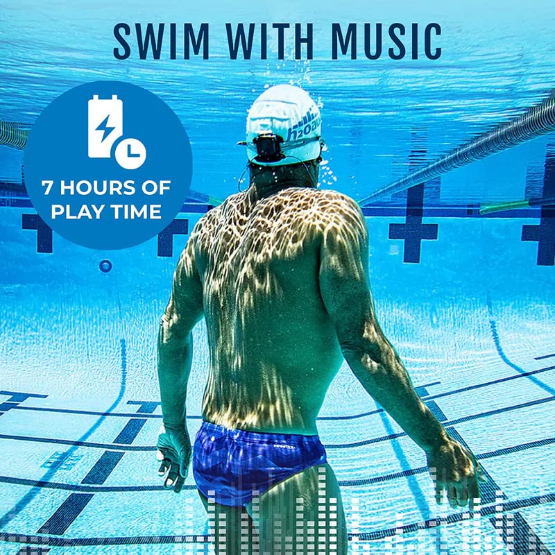 H2O Audio Interval & Surge S+ Waterproof Bluetooth Swimming Headphones – IPX8 Rated, 6-Hour Playtime, Anti-Fog Swim Goggles, Soft Silicone Earbuds – Perfect for Lap Swimming, Water Aerobics & Underwater Workouts – Black/Blue