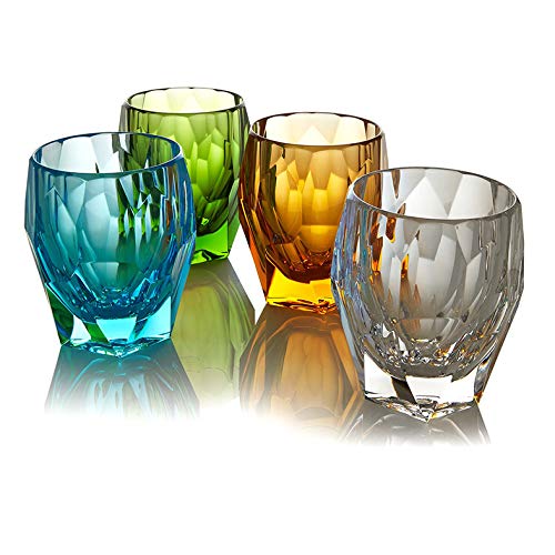 Premium Mario Luca Giusti Set of 6 Milly Crystal Clear Glass Tumblers - Elegant Drinkware for Cocktails, Juice & Home Decor
