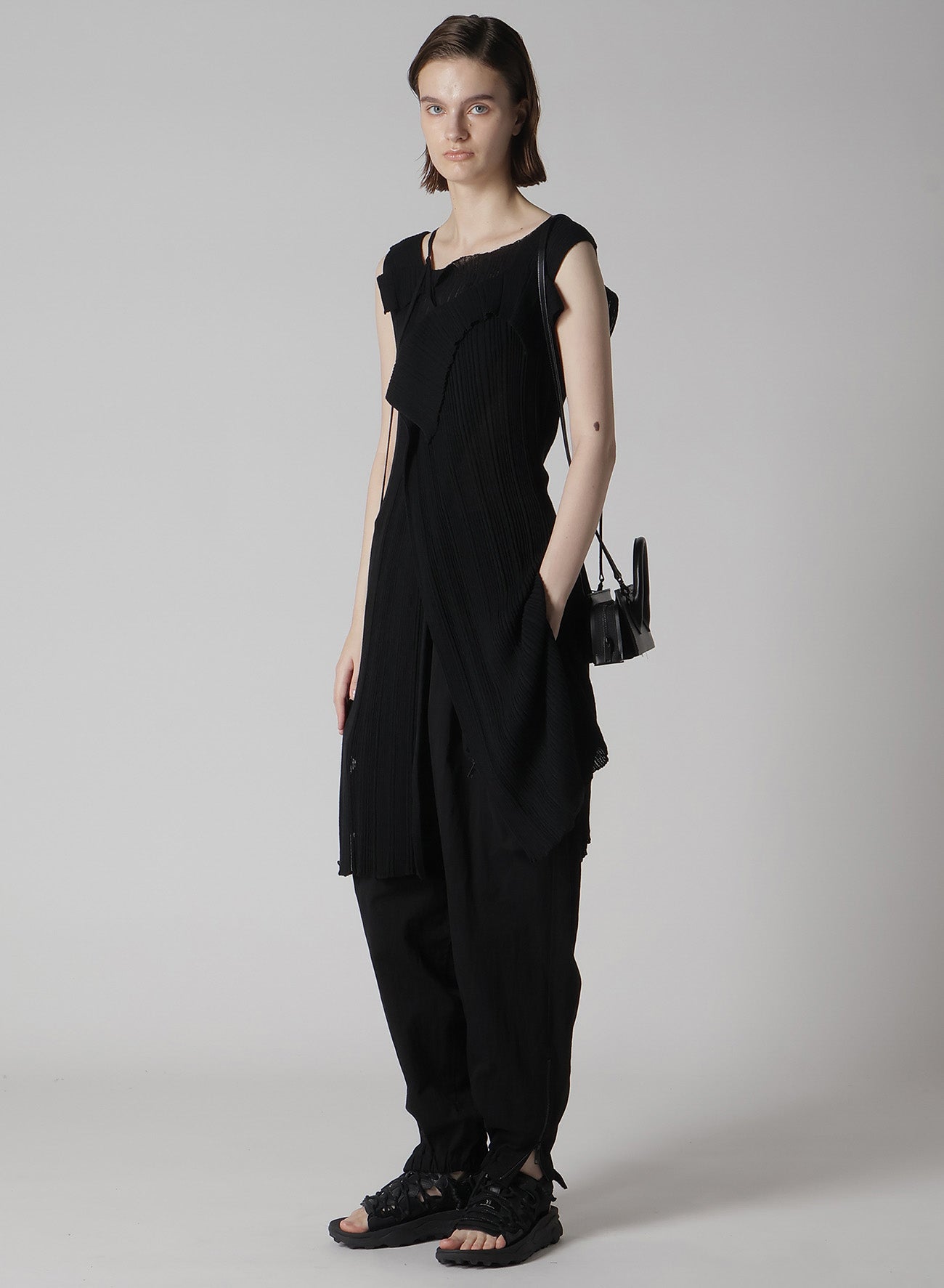 12G2P Random Thin Rib Asymmetric Long Dress - Elegant & Stylish Women's Fashion for Parties, Weddings & Evening Events