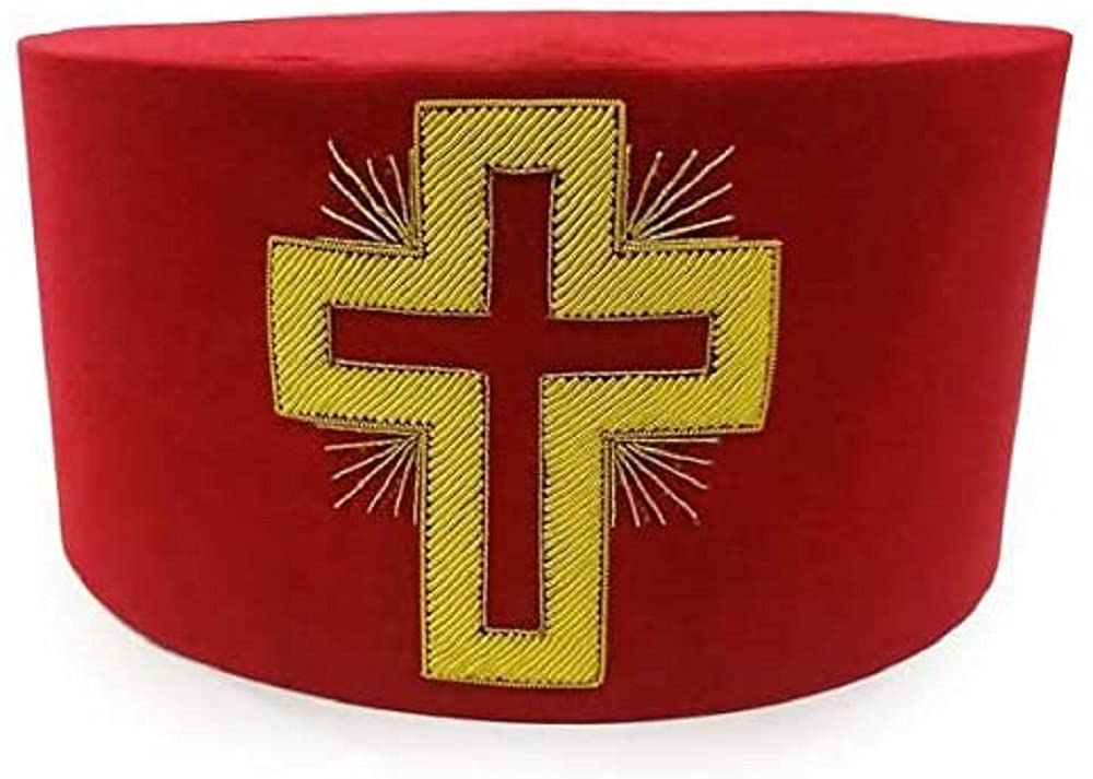Masonic Knight Templar Past Commander Passion Cross Cap Hat Crown (7-1/2) - Official Fraternal Order Headwear for Ceremonies & Events