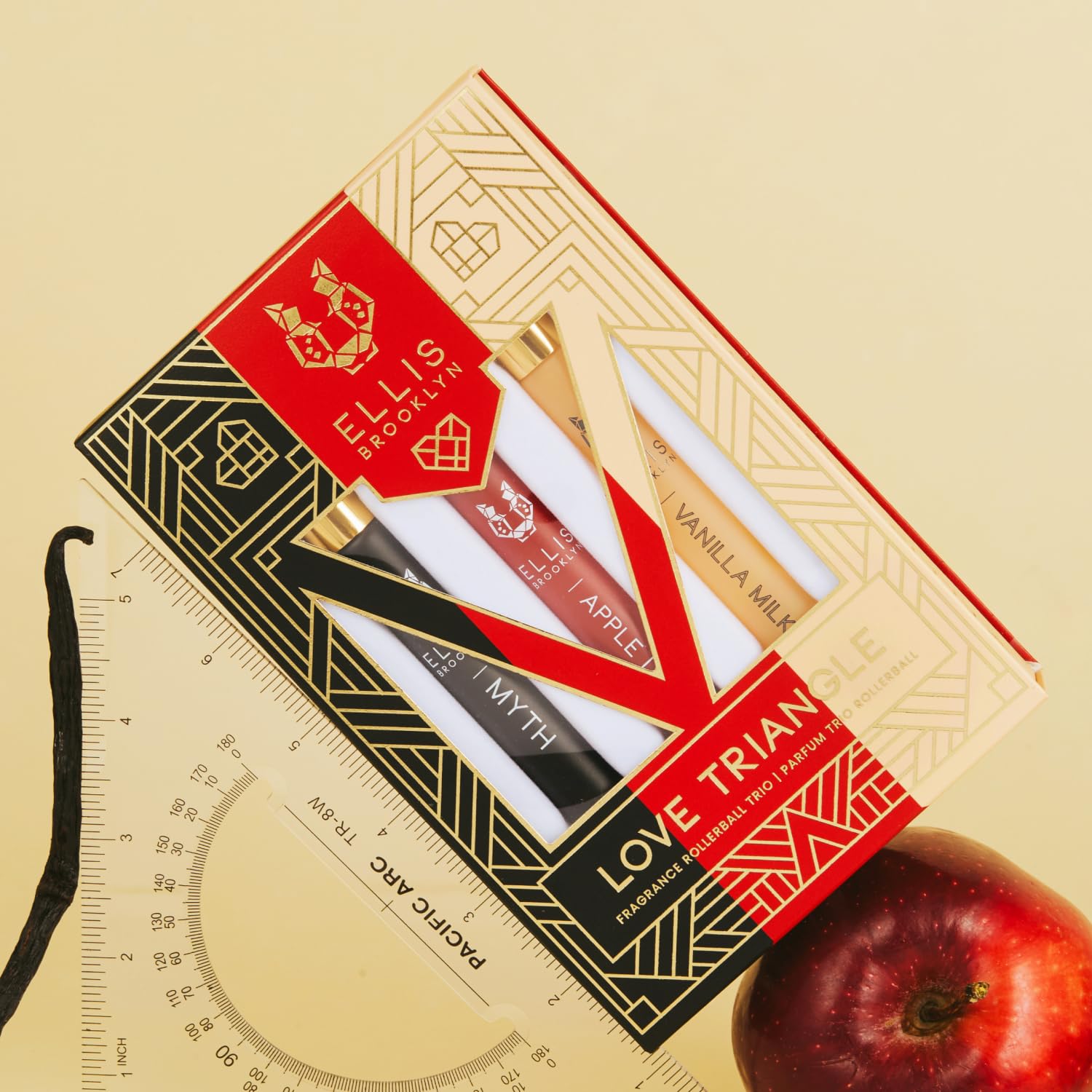 Ellis Brooklyn LOVE TRIANGLE Rollerball Trio - Clean Fragrance Gift Set for Women (Apple Love, Vanilla Milk, Myth) | Travel-Size Perfumes for Everyday Wear, Date Night & Special Occasions