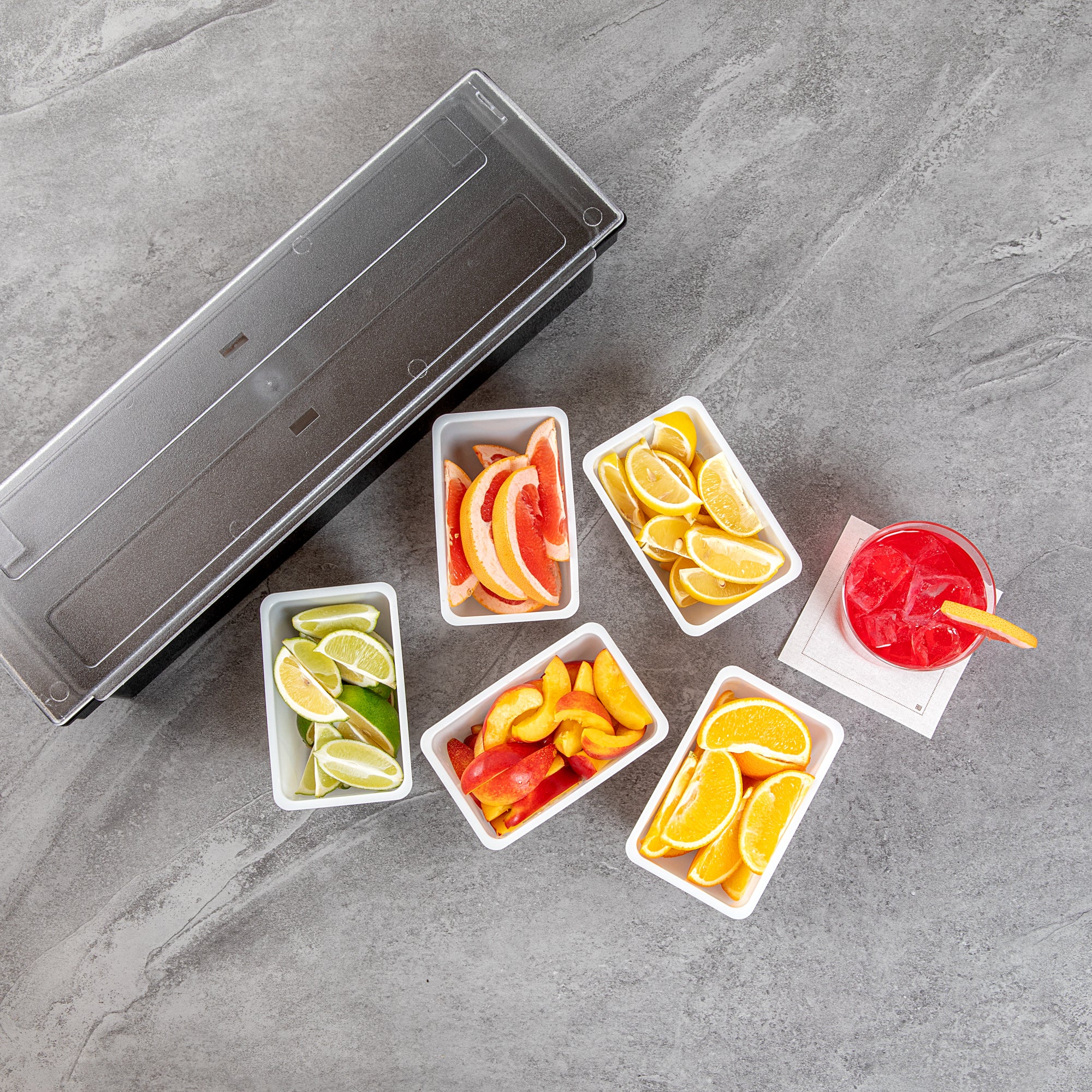 Bar Lux 1.25 Pint White Plastic Insert for 5-Compartment Condiment Caddy - 5-Pack | Perfect for Restaurants, Cafes & Home Kitchen Organization