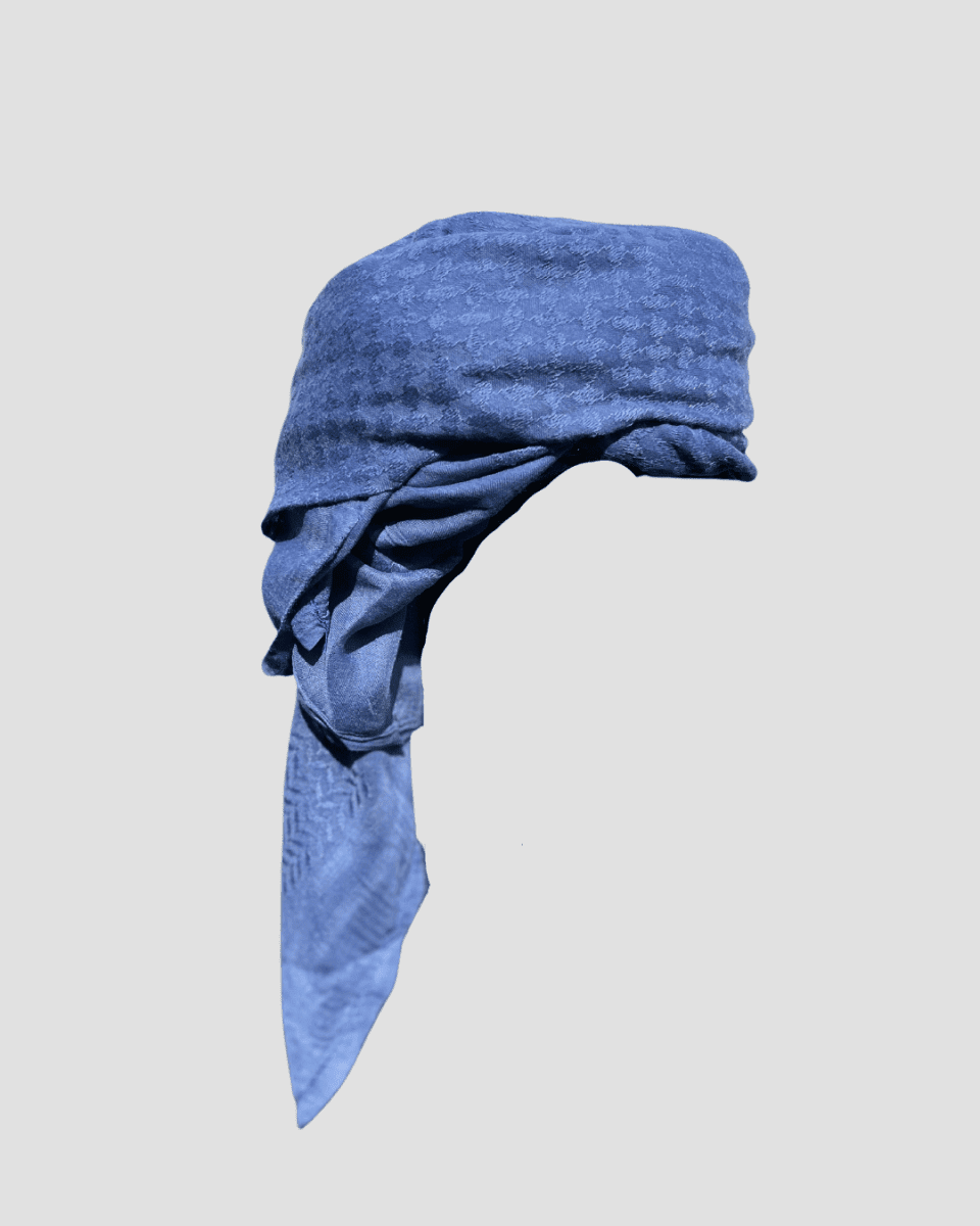 Authentic Blue Arab Shemagh Keffiyeh Scarf for Men - Traditional Middle Eastern Headwear for Desert, Outdoor & Fashion Use