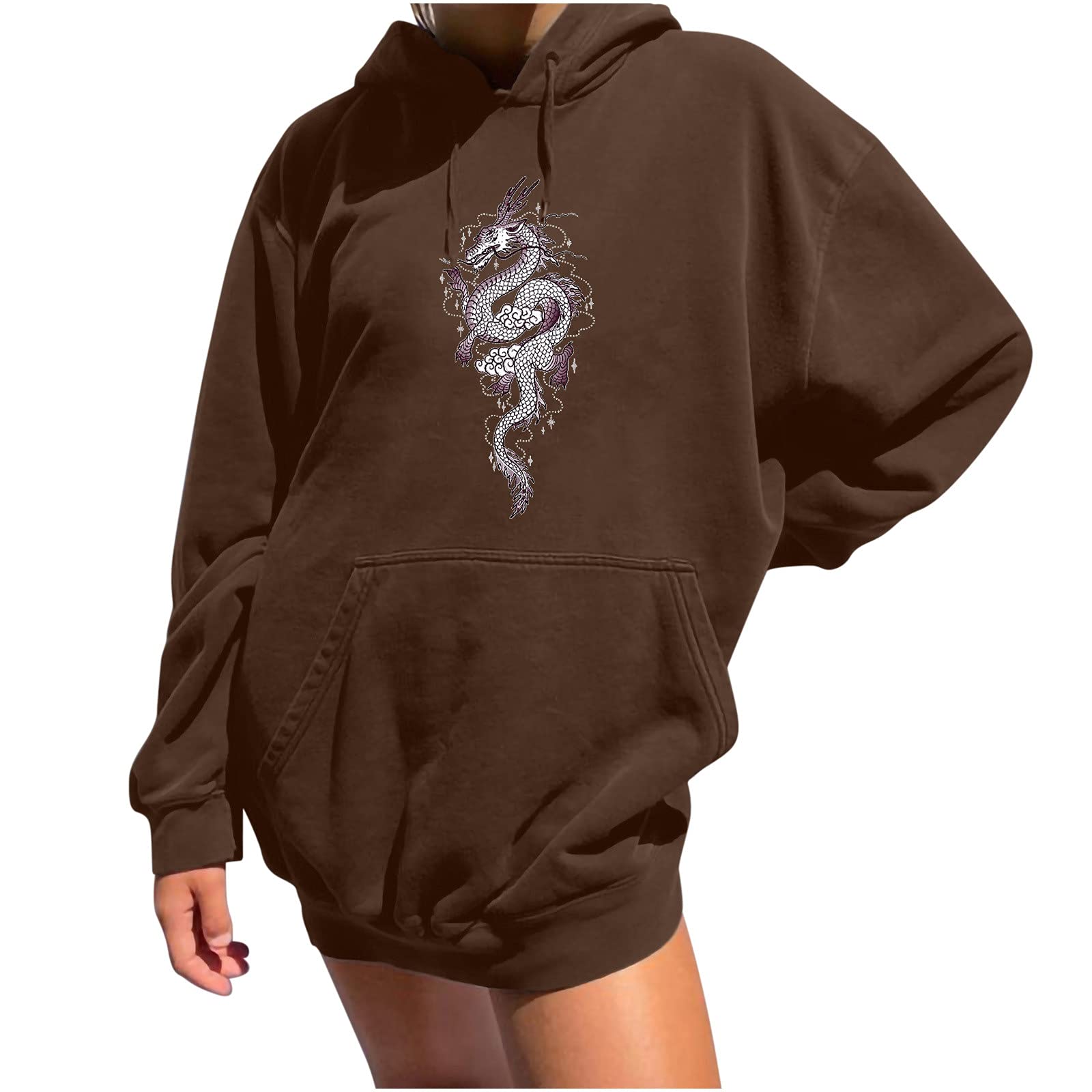 Vintage Funny Graphic Hooded Sweatshirt for Women - Loose Fit Long Sleeve Fall Winter Hoodie - Perfect for Casual Wear, Street Style & Cozy Outfits