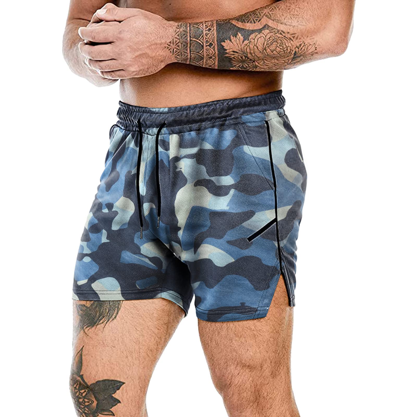 XXBR Men's 5-Inch Running Shorts - 2-in-1 Camo Workout Shorts for Gym, Yoga & Outdoor Sports | Lightweight Quick-Dry Athletic Shorts for Jogging, Training & Active Lifestyle