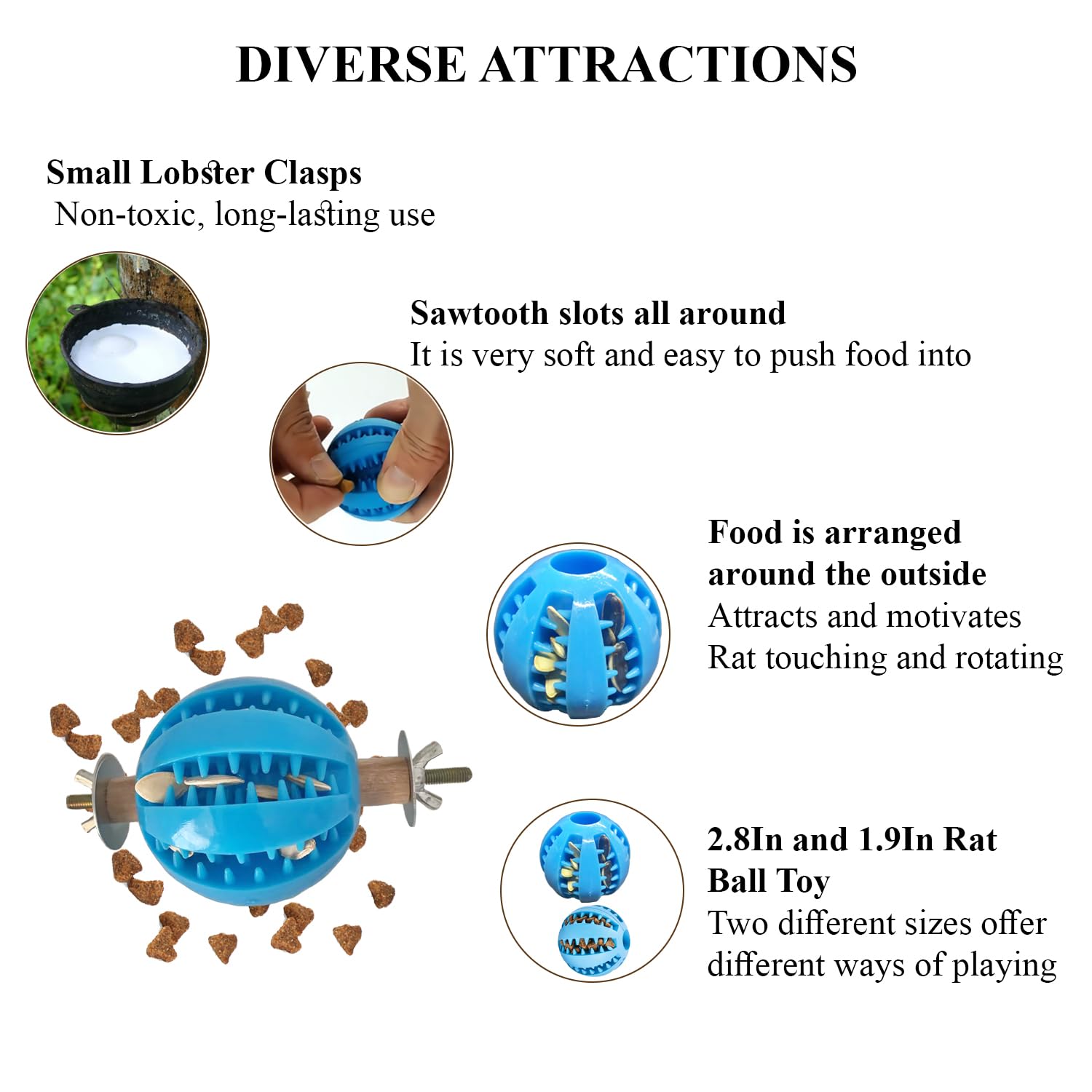 2Pcs Interactive Rat Enrichment Toys - Foraging Puzzle Toys for Pet Rats & Hamsters - Slow Feeder & Intelligence Growth Cage Toys - Perfect for Mental Stimulation & Boredom Relief in Small Animal Cages