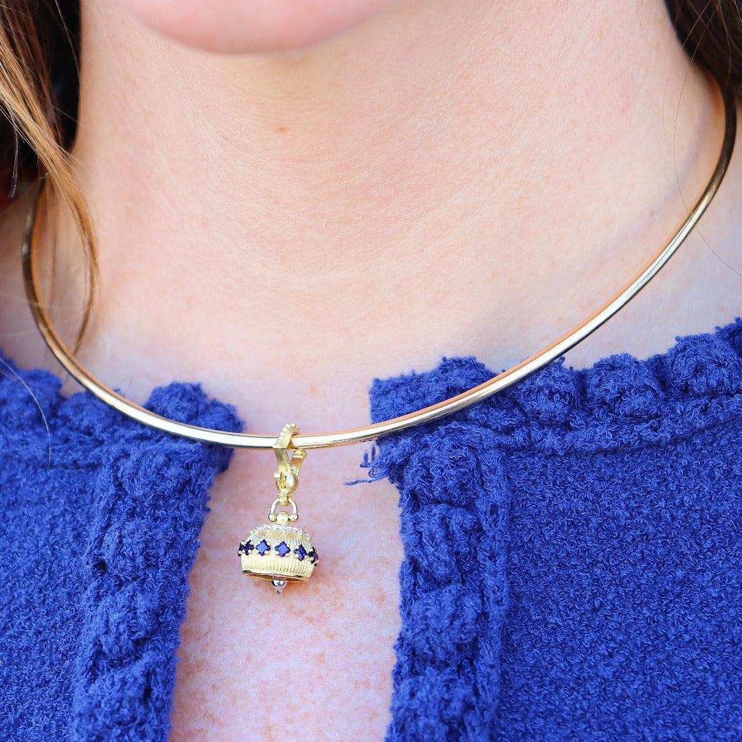 Paul Morelli Sapphire & Diamond Meditation Bell - Handcrafted Luxury Jewelry for Yoga, Mindfulness & Spiritual Healing | Perfect Gift for Meditation Enthusiasts