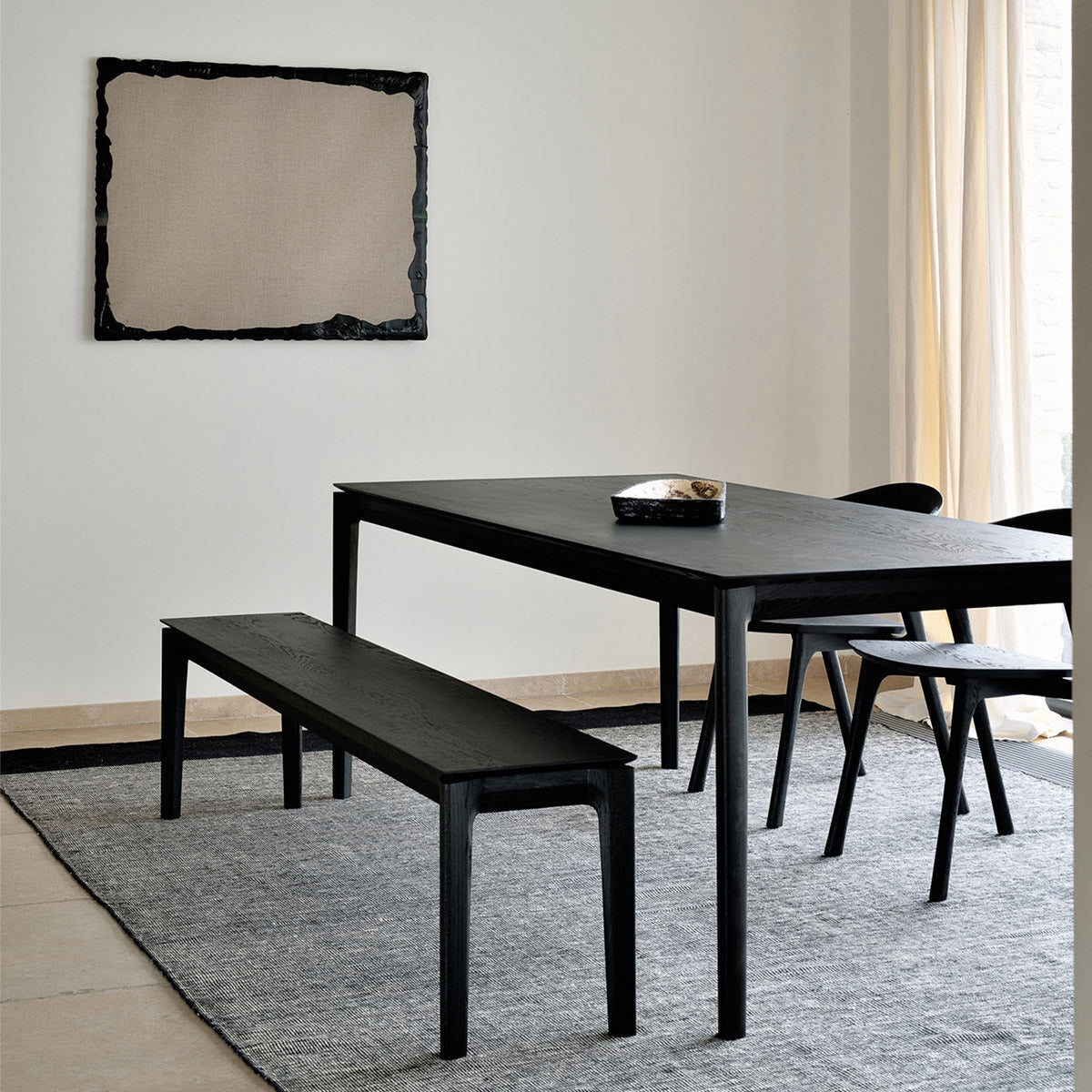 Premium Black Oak Dining Table - 200cm Modern Wooden Dining Room Table for Family Gatherings & Dinner Parties | Durable & Stylish Home Furniture