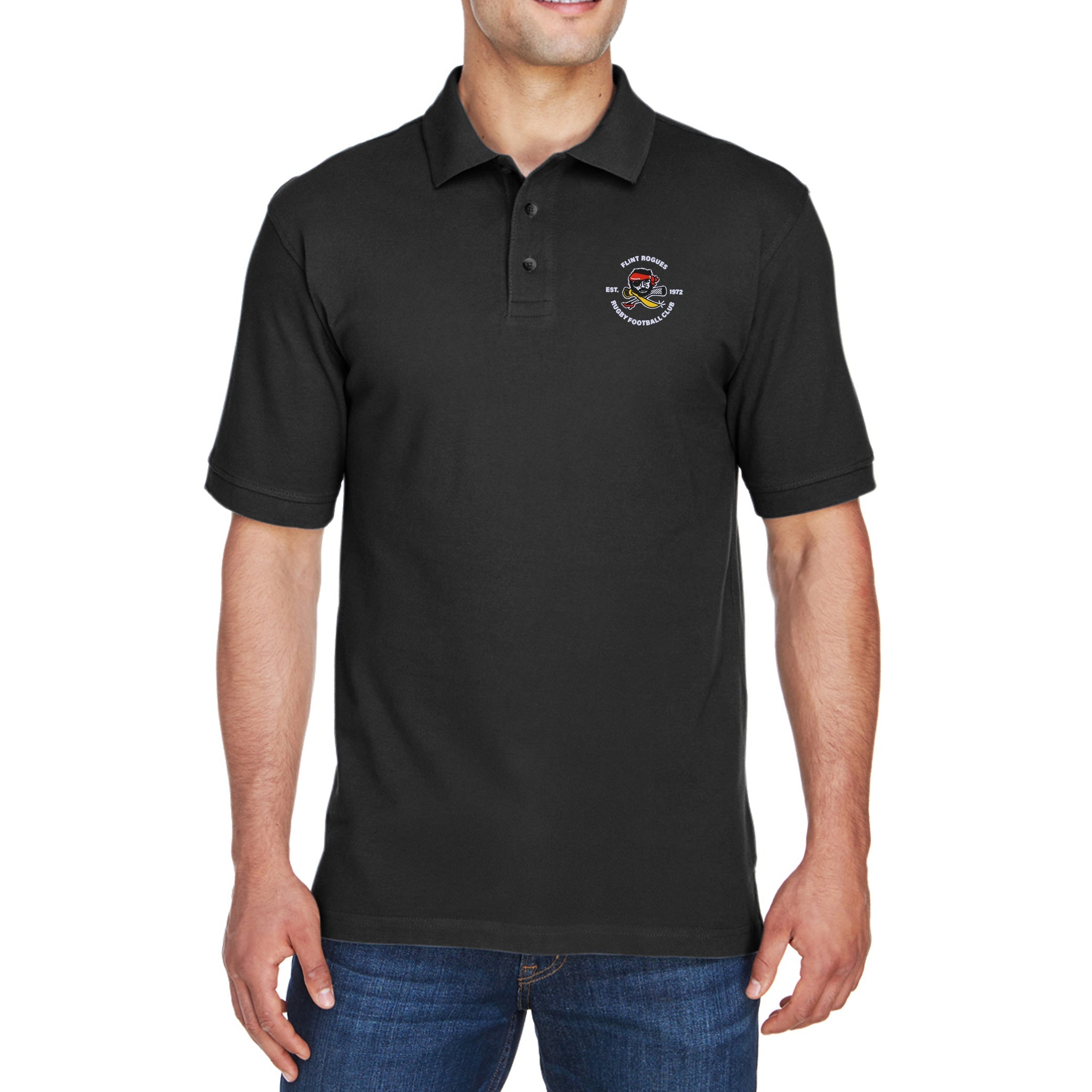 Flint Rogues RFC Ringspun Cotton Polo Shirt for Men - Soft, Breathable & Durable - Perfect for Golf, Casual Wear & Outdoor Activities
