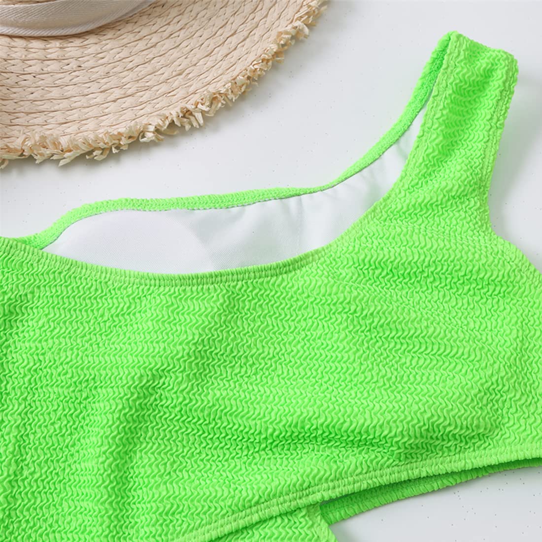 Limeeke Women's One Shoulder Cutout Monokini Swimsuit - Sexy Ribbed One Piece Bathing Suit for Beach, Pool, Vacation & Summer Swimwear