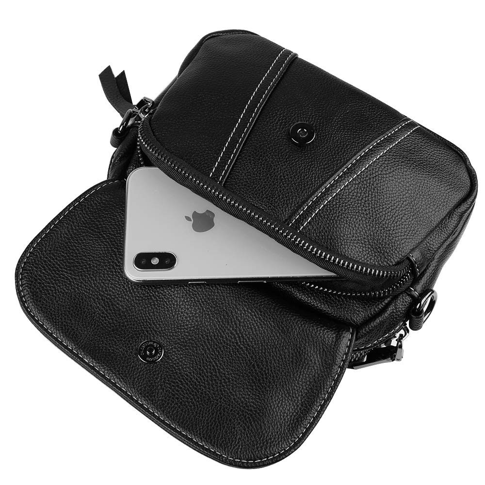 Stylish Women's Cross-Body Bag & Clutch Purse in True Black - Medium Size for Everyday Use, Date Night & Travel Accessories