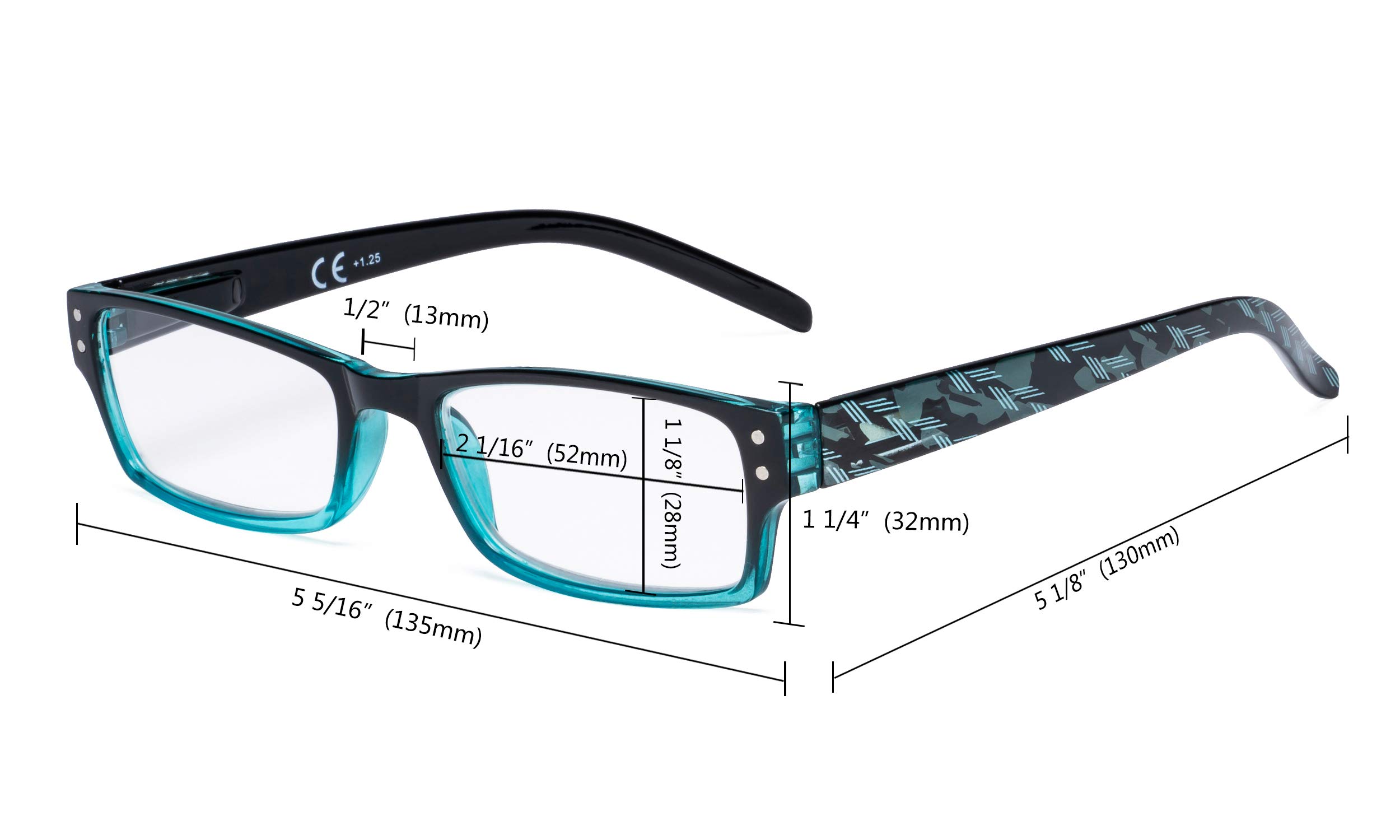 Eyekepper 4 Pack Fashion Spring Hinge Reading Glasses +2.25 Strength for Women - Lightweight Comfortable Readers with Stylish Frames - Perfect for Reading, Working, and Daily Use