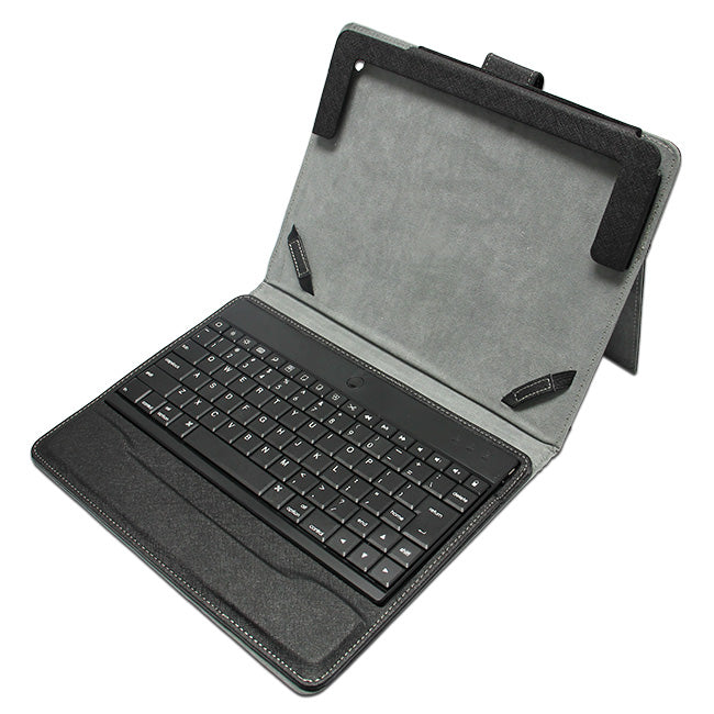 Ultra-Thin Aluminum Bluetooth Keyboard Leather Case for iPad 7 (Black) - Perfect for Work, Travel & Home Use