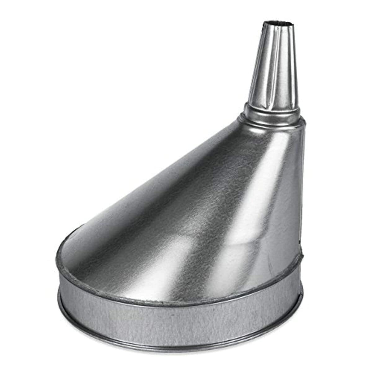 Funnel King 94465 6 Quart Galvanized Offset Funnel with Screen - 10 Inch Side Spout, Multi-Purpose for Automotive Fluids, Gardening, and DIY Projects