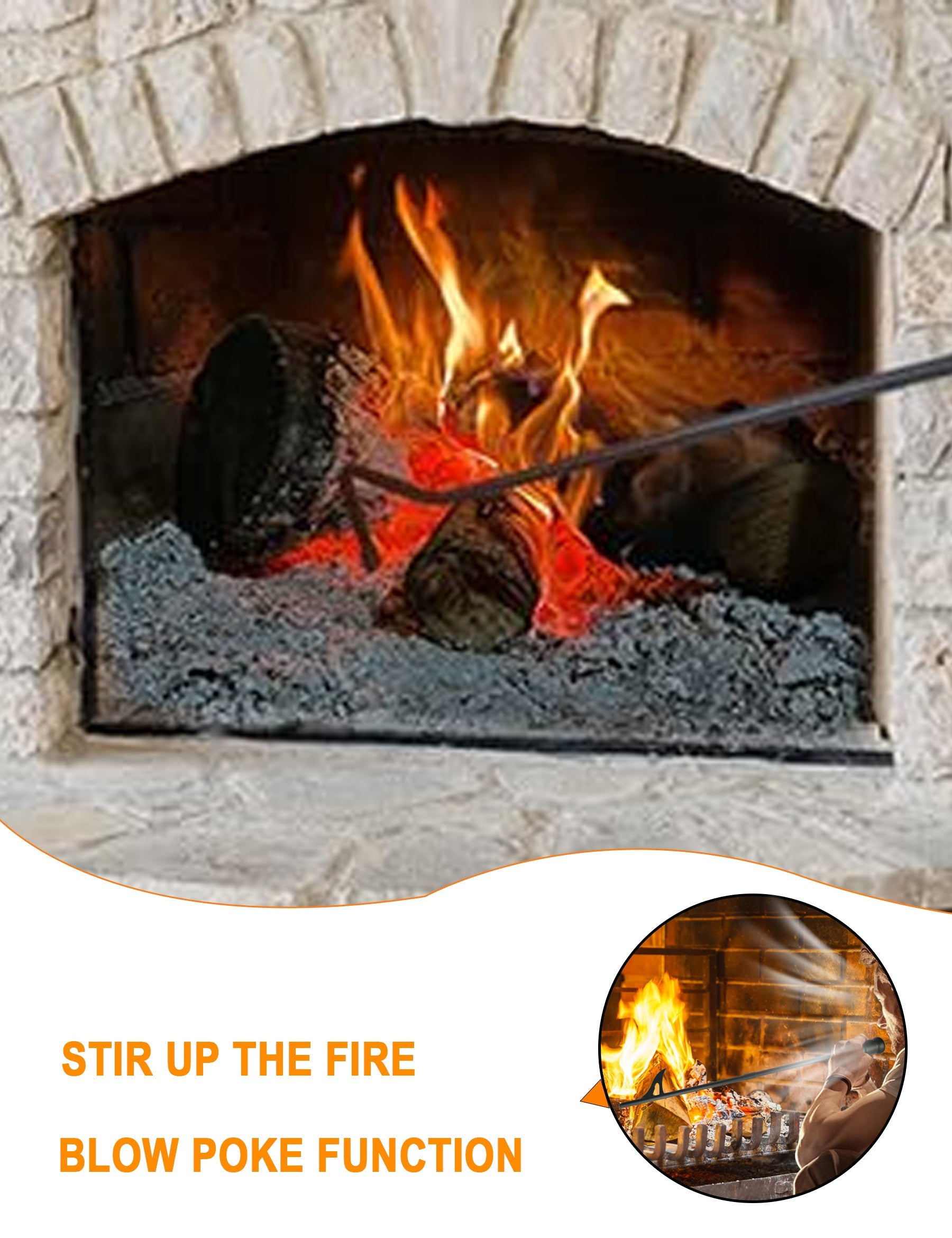 VODA™ 31.5 Inch Heavy Duty Cast Iron Fireplace Tool Set with Stand - VDTS205 - Perfect for Indoor Fireplace Maintenance and Home Decor