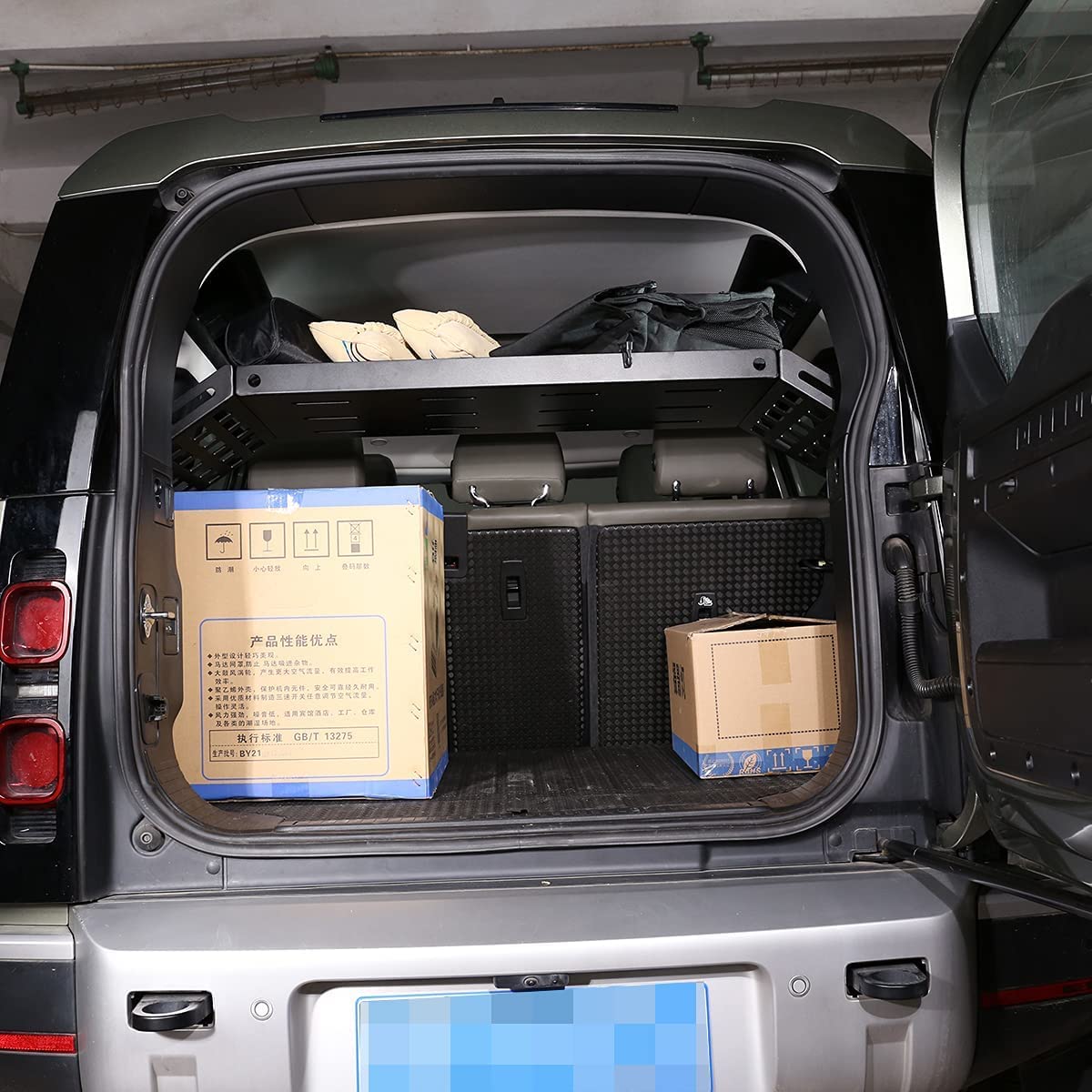 Black Aluminum Alloy Car Trunk Storage Basket Organizer for Land Rover Defender 110 2020-2022 - Auto Accessories & Cargo Carrier | Perfect for Road Trips, Camping Gear & Outdoor Adventures