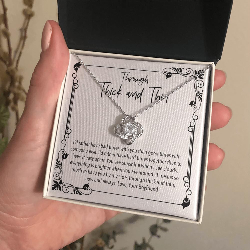 Best Girlfriend Gifts - Sterling Silver Pendant Necklaces with Heart Charm & Romantic Message Cards, Elegant Two-Tone Gift Box - Perfect for Anniversary, Valentine's Day & Birthday Presents