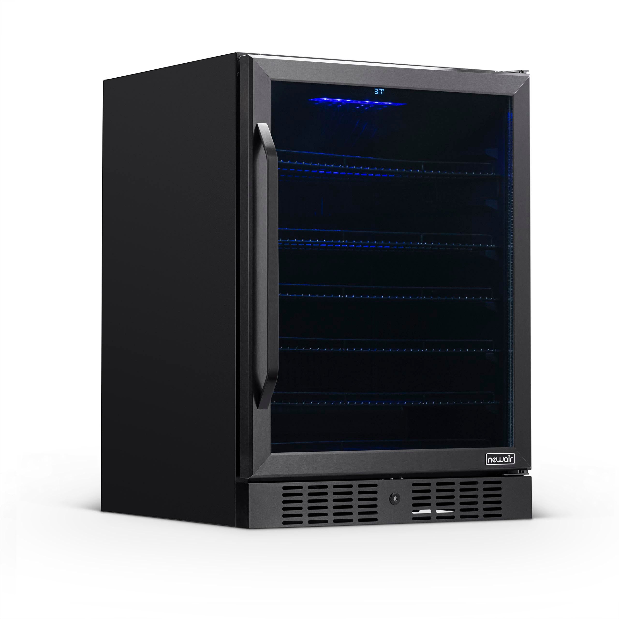 Newair® 177 Can Built-In Black Beverage Refrigerator - 24 Inch Under Counter Beer & Wine Cooler for Home Bar, Kitchen, or Office - Energy Efficient Mini Fridge for Soda, Drinks & Snacks Storage