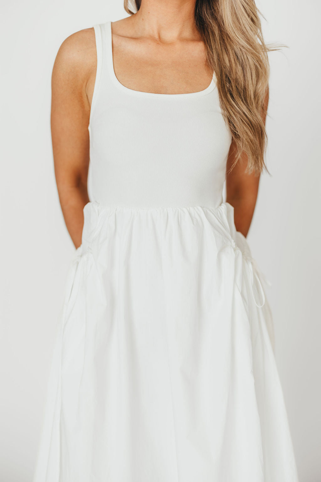 Lucca Midi Dress in Off White - Elegant Women's Casual Summer Dress for Beach, Wedding & Party | Breathable Cotton Blend