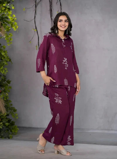 Maroon Serene Slumber Co-Ord Set - Soft Lounge Pajama Set for Women | Perfect for Sleepwear, Relaxing at Home & Cozy Nights